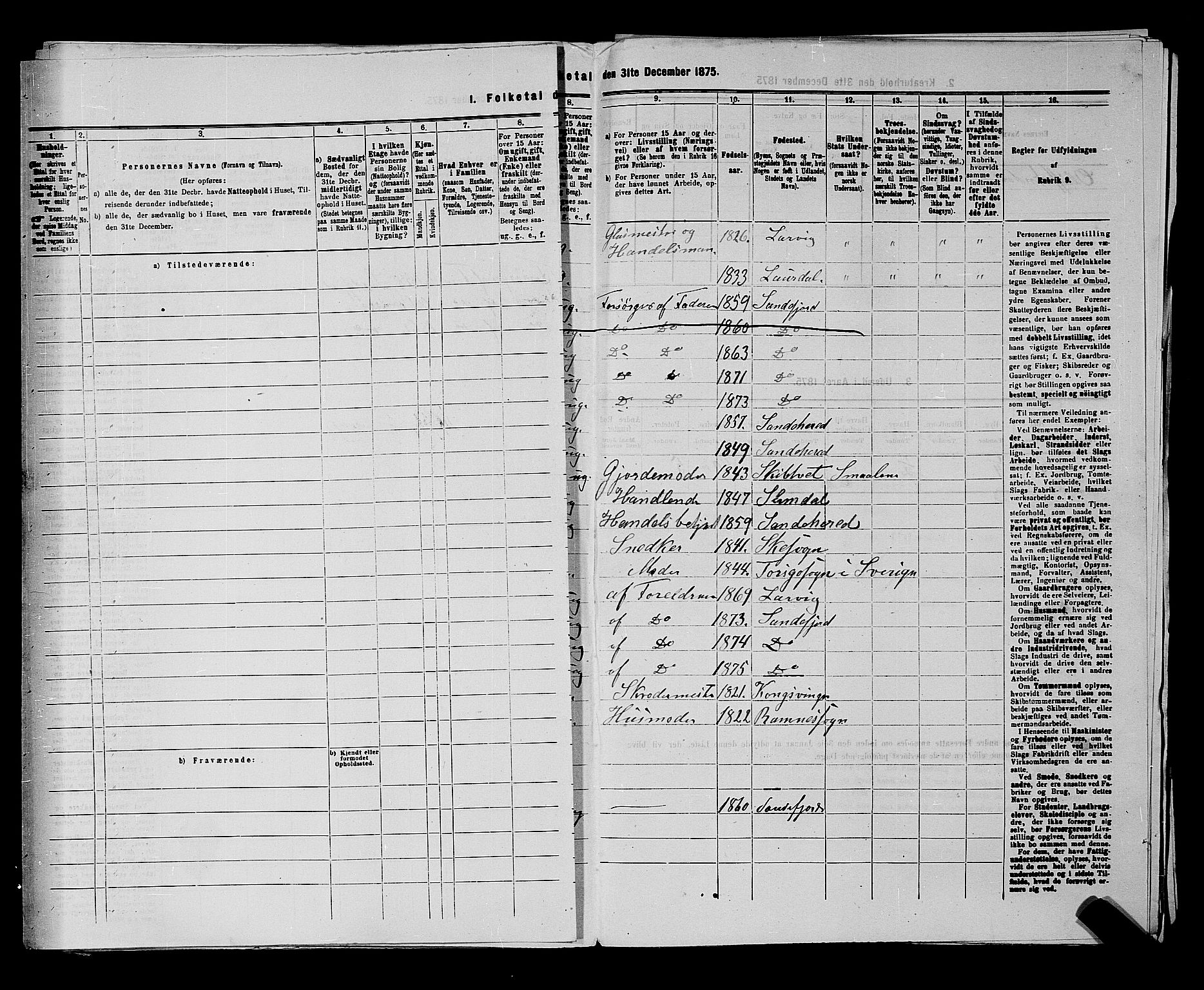 SAKO, 1875 census for 0706B Sandeherred/Sandefjord, 1875, p. 451