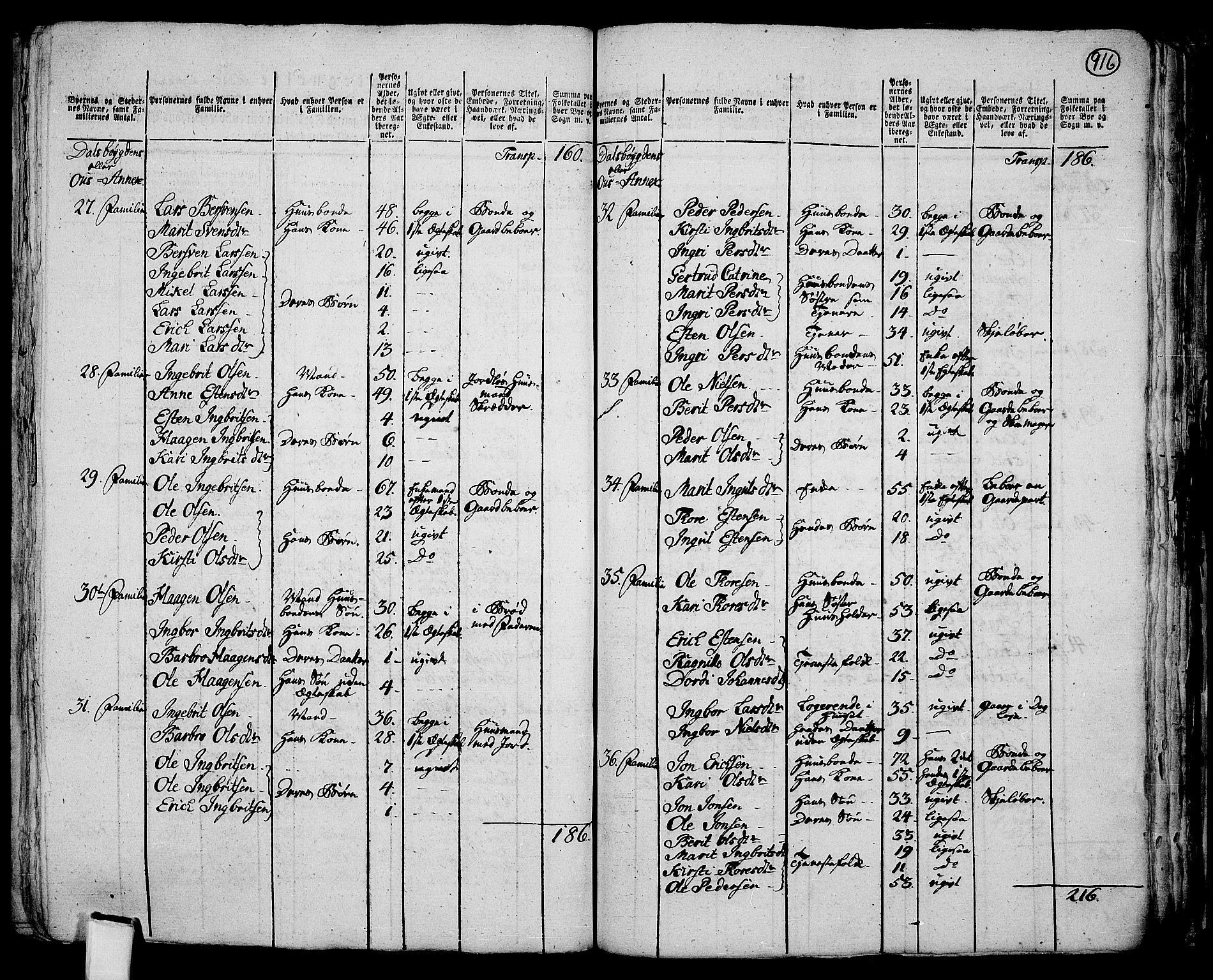 RA, 1801 census for 0436P Tolga, 1801, p. 915b-916a