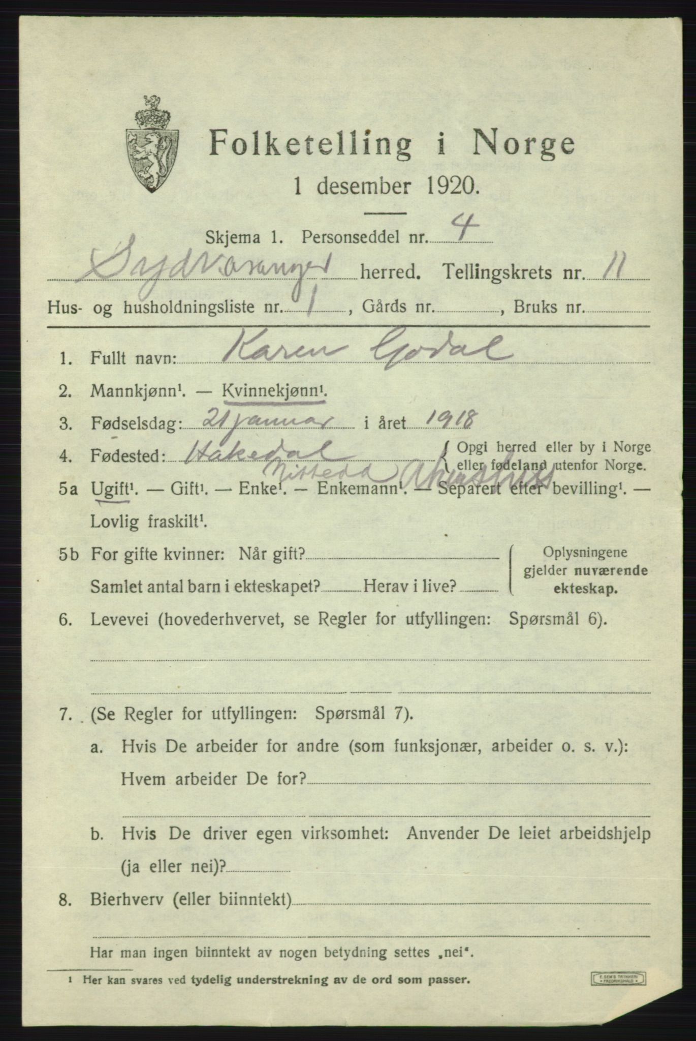 SATØ, 1920 census for Sør-Varanger, 1920, p. 7098