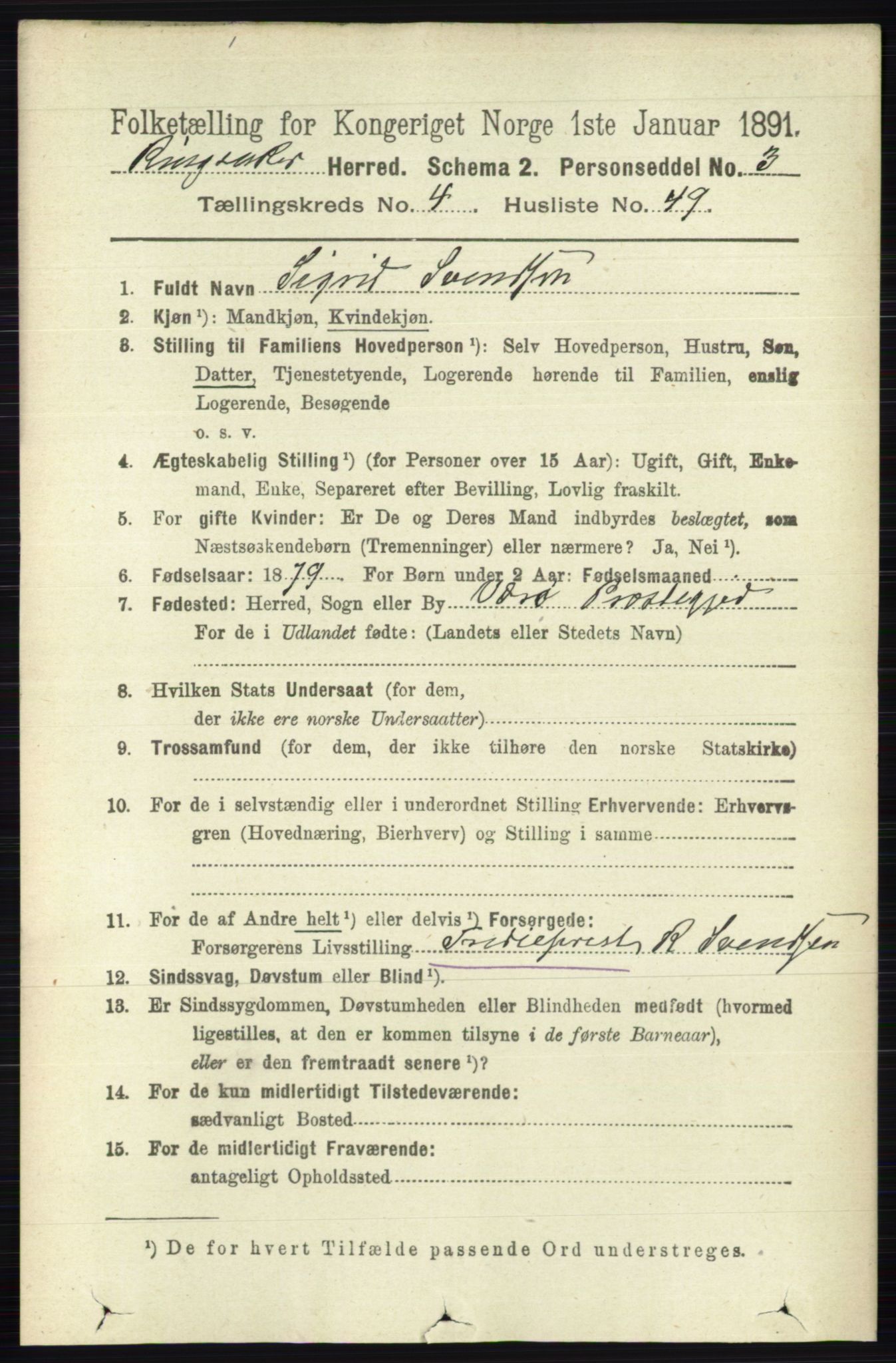 RA, 1891 census for 0412 Ringsaker, 1891, p. 2010