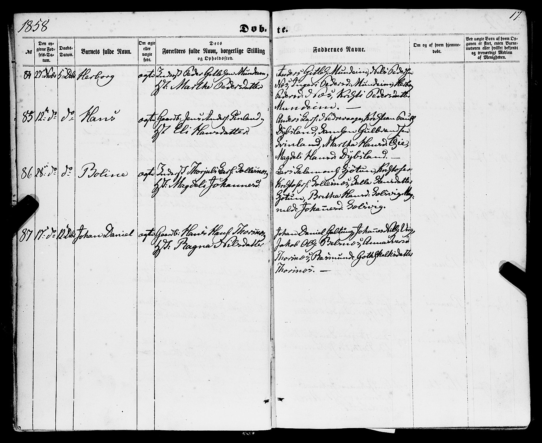 Strandebarm sokneprestembete, AV/SAB-A-78401/H/Haa: Parish register (official) no. A 8, 1858-1872, p. 17