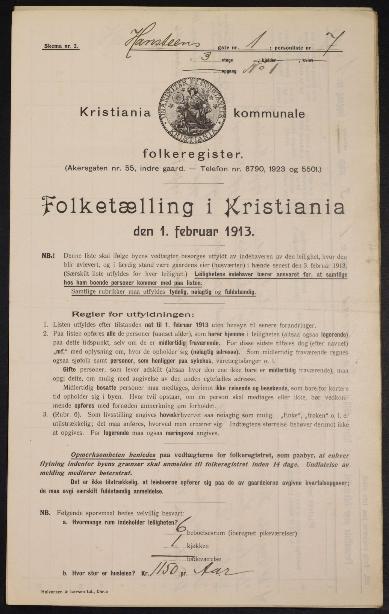 OBA, Municipal Census 1913 for Kristiania, 1913, p. 34797