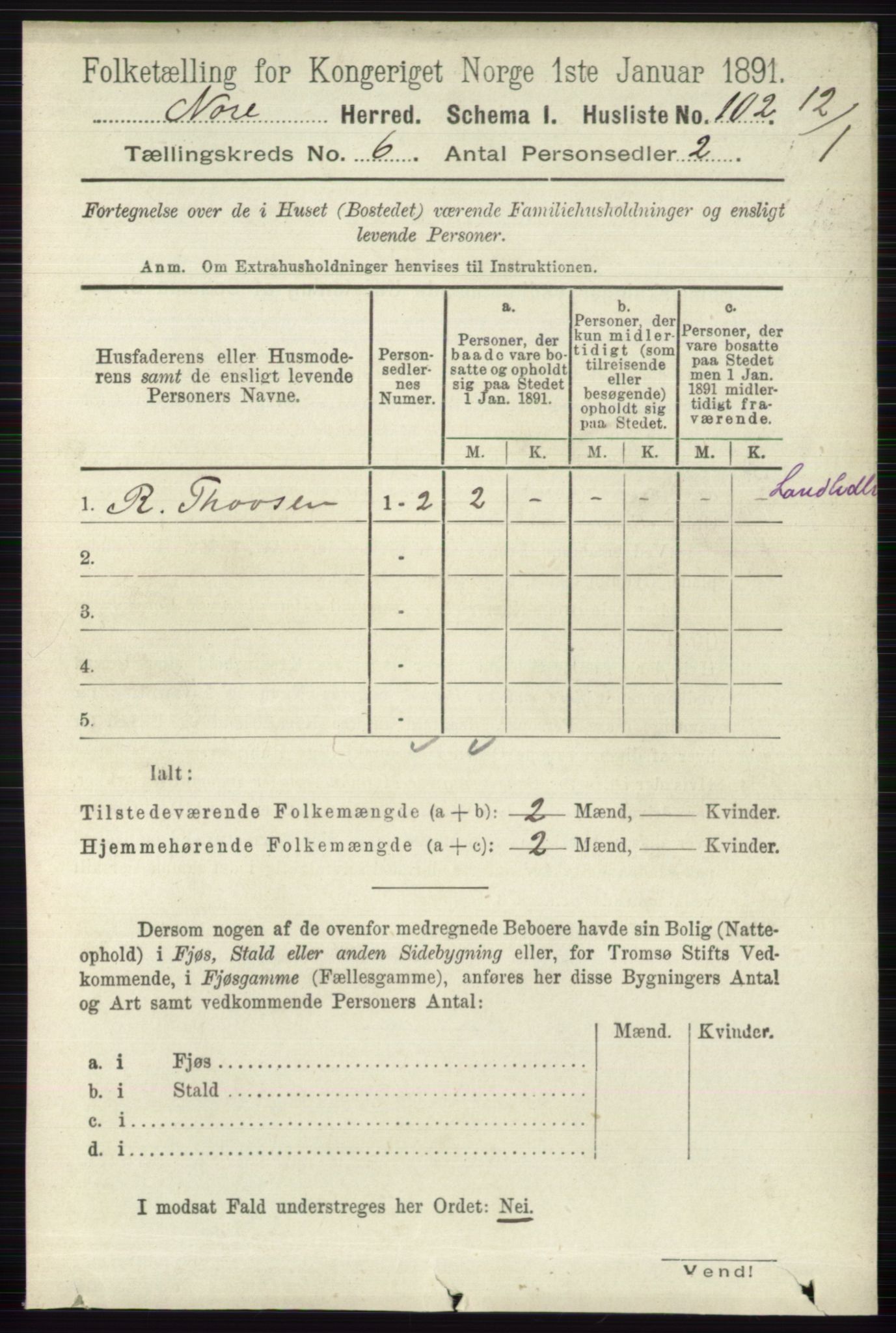 RA, 1891 census for 0633 Nore, 1891, p. 1962