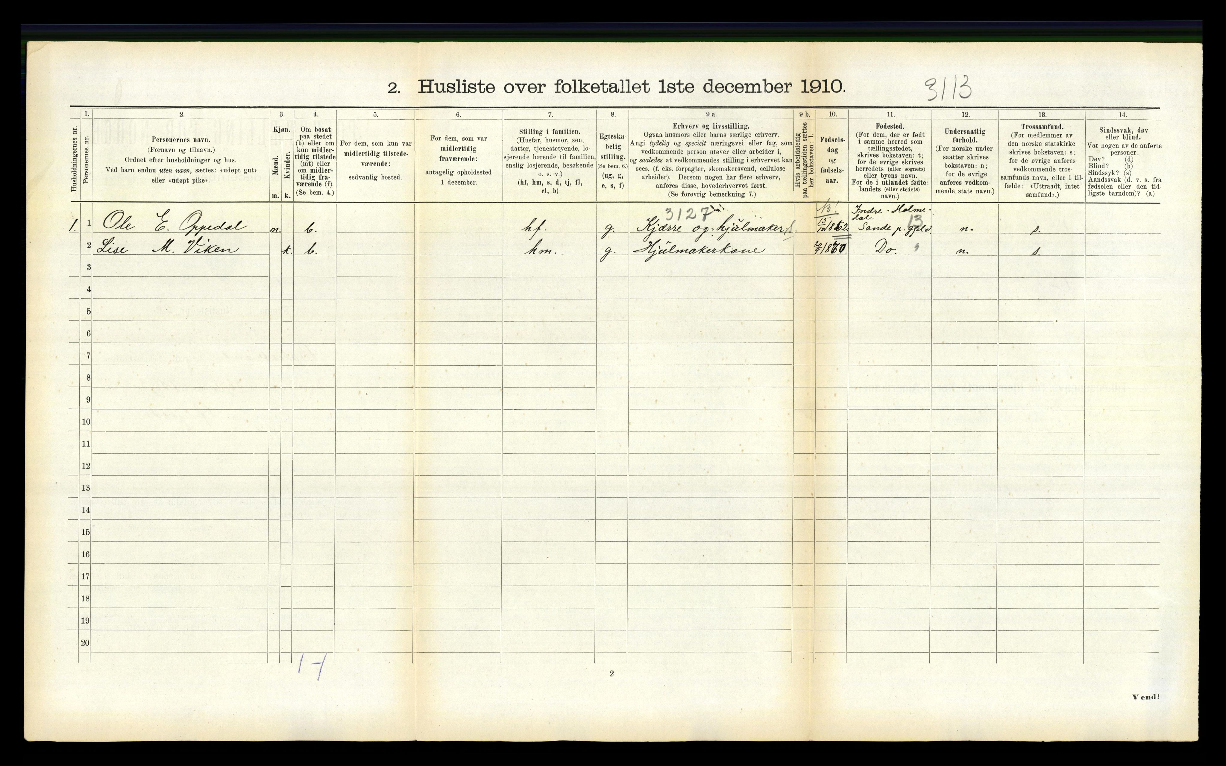 RA, 1910 census for Balestrand, 1910, p. 683