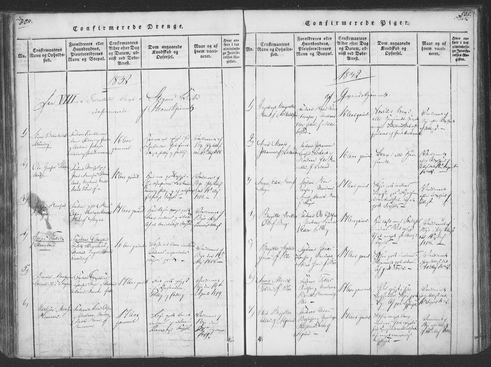 Ministerialprotokoller, klokkerbøker og fødselsregistre - Nordland, SAT/A-1459/855/L0798: Parish register (official) no. 855A06, 1821-1835, p. 504-505