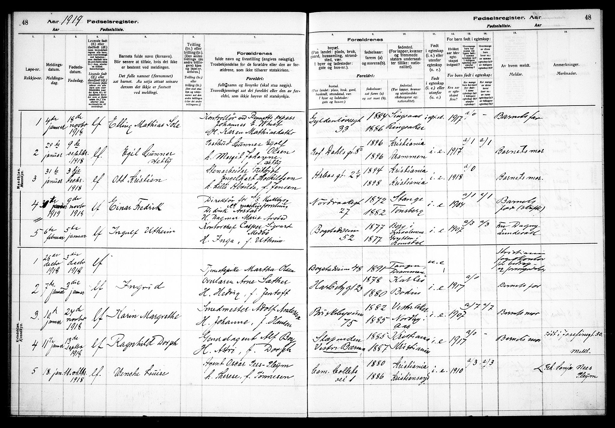 Uranienborg prestekontor Kirkebøker, AV/SAO-A-10877/J/Ja/L0001: Birth register no. 1, 1916-1930, p. 48