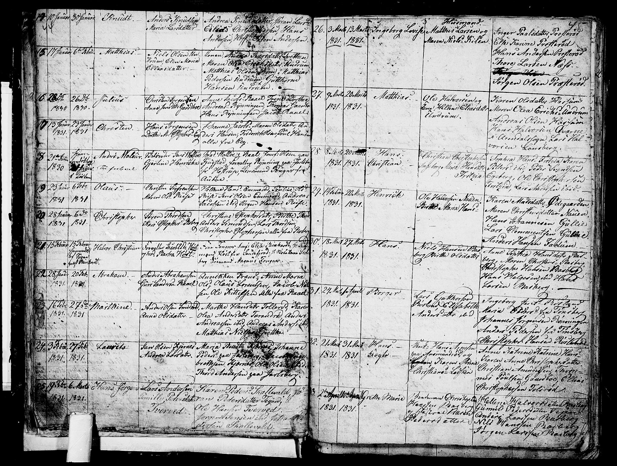 Sem kirkebøker, AV/SAKO-A-5/G/Ga/L0002: Parish register (copy) no. I 2, 1826-1844, p. 44-45