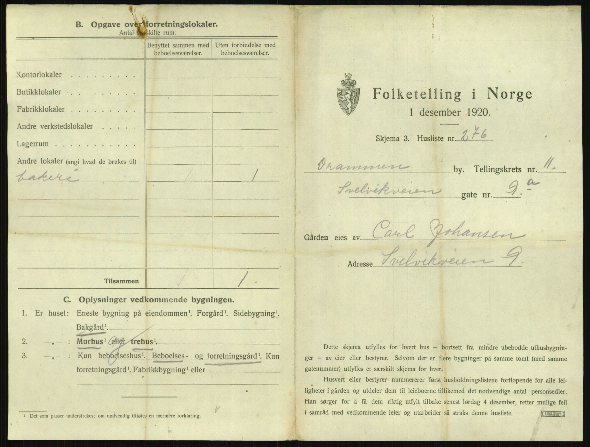 SAKO, 1920 census for Drammen, 1920, p. 5696