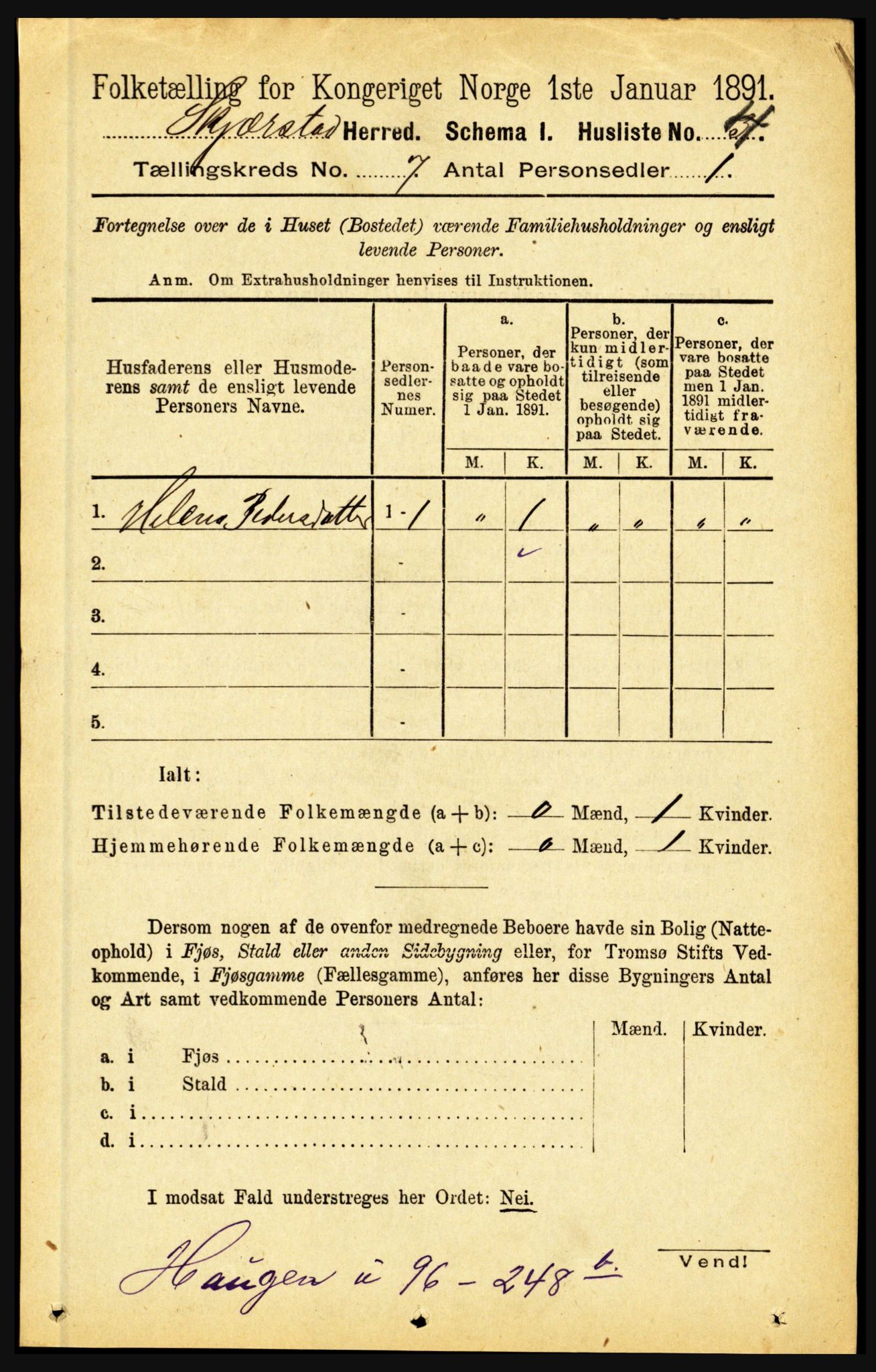 RA, 1891 census for 1842 Skjerstad, 1891, p. 2529