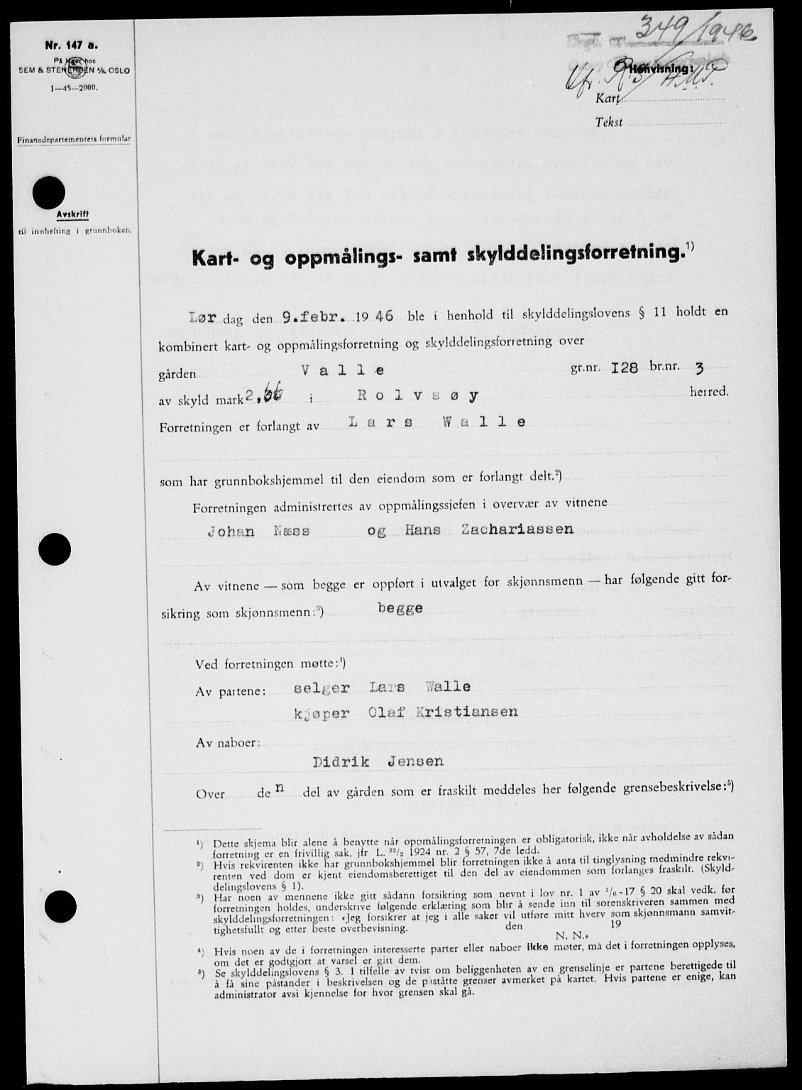 Onsøy sorenskriveri, SAO/A-10474/G/Ga/Gab/L0015: Mortgage book no. II A-15, 1945-1946, Diary no: : 349/1946