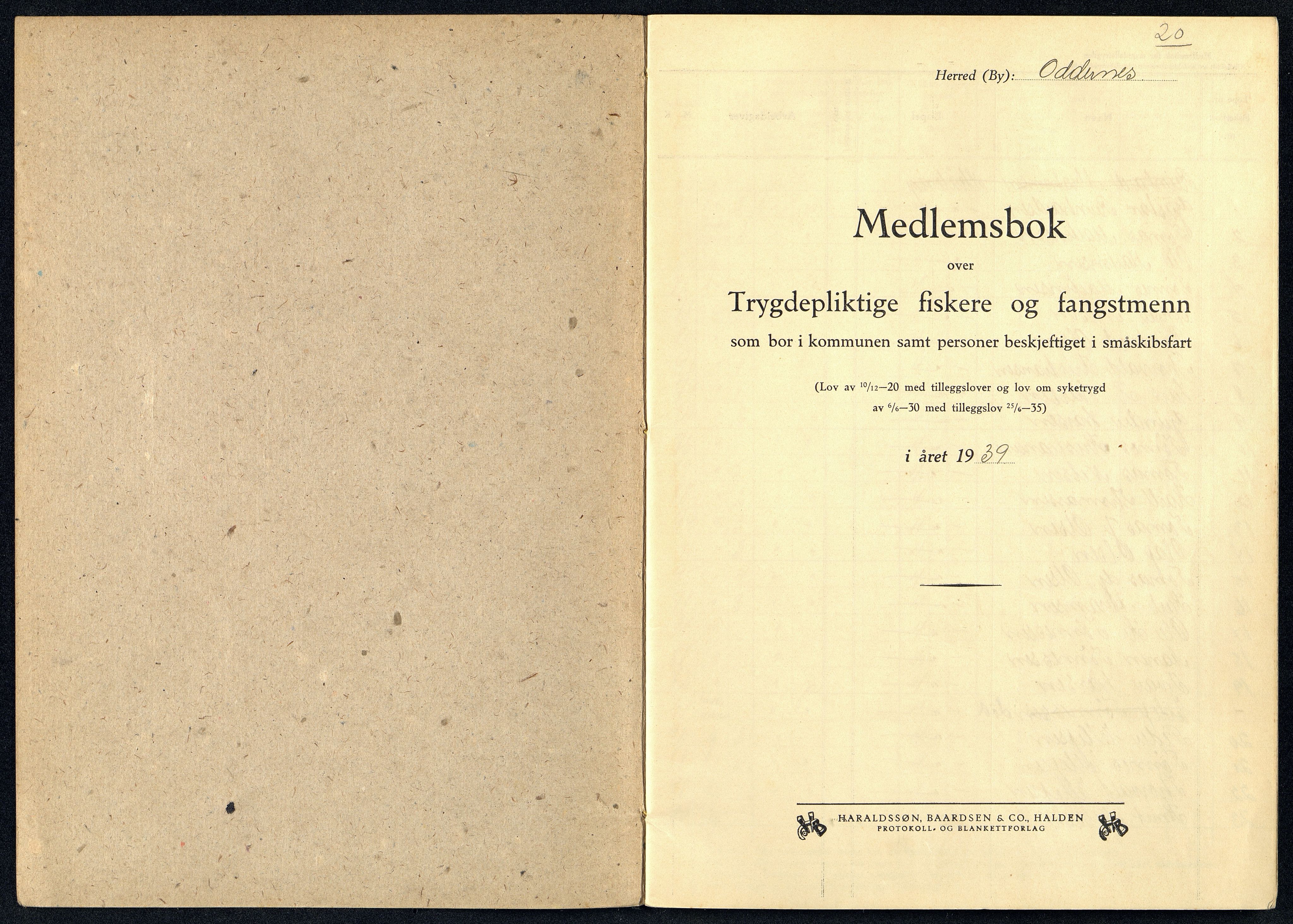 Oddernes kommune - Fiskermanntallnemnda, ARKSOR/1001OD622/F/L0001/0013: Manntall over forsikringspliktige fiskere og fangstmenn / Manntall over forsikringspliktige fiskere og fangstmenn, 1939