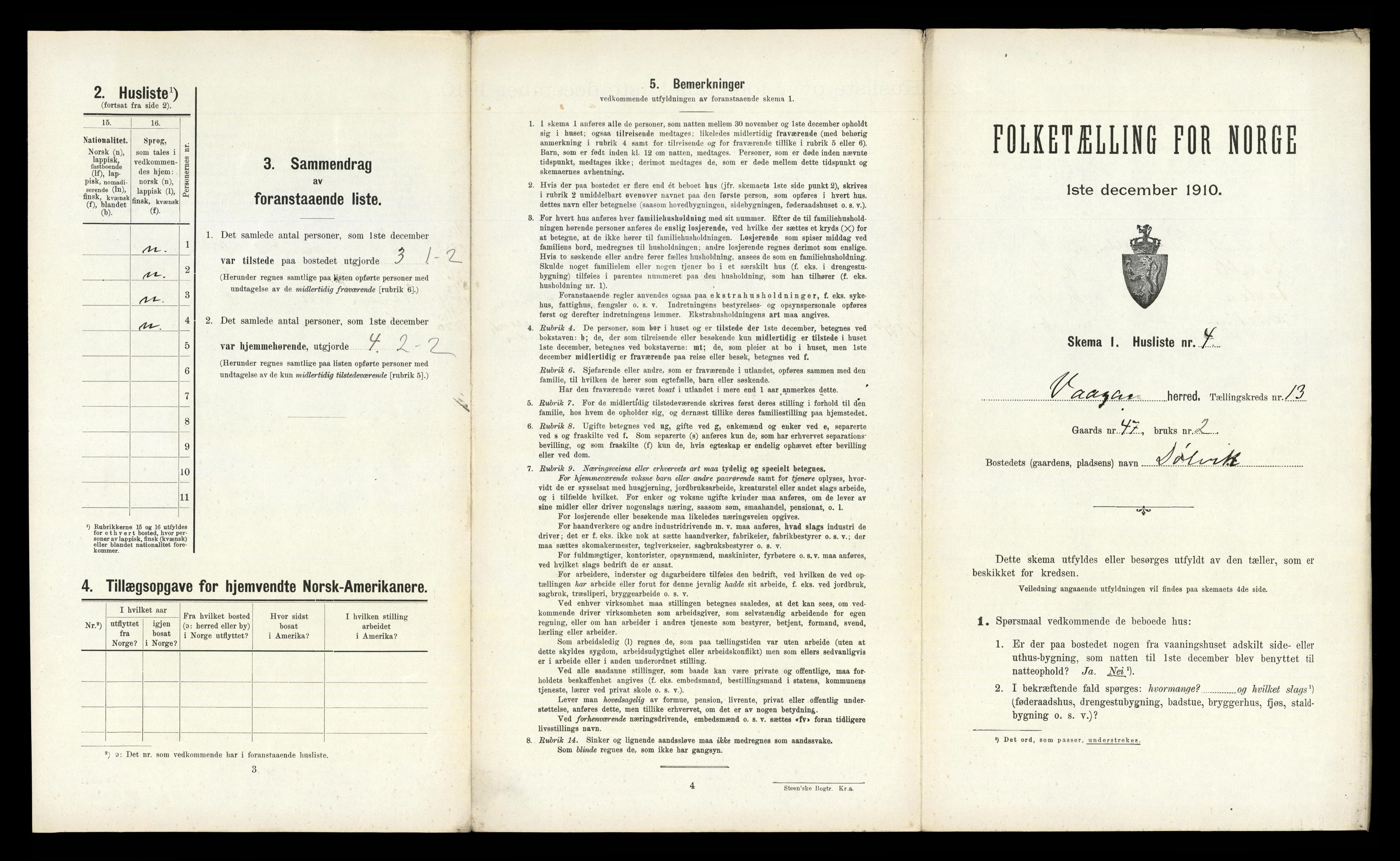 RA, 1910 census for Vågan, 1910, p. 1781