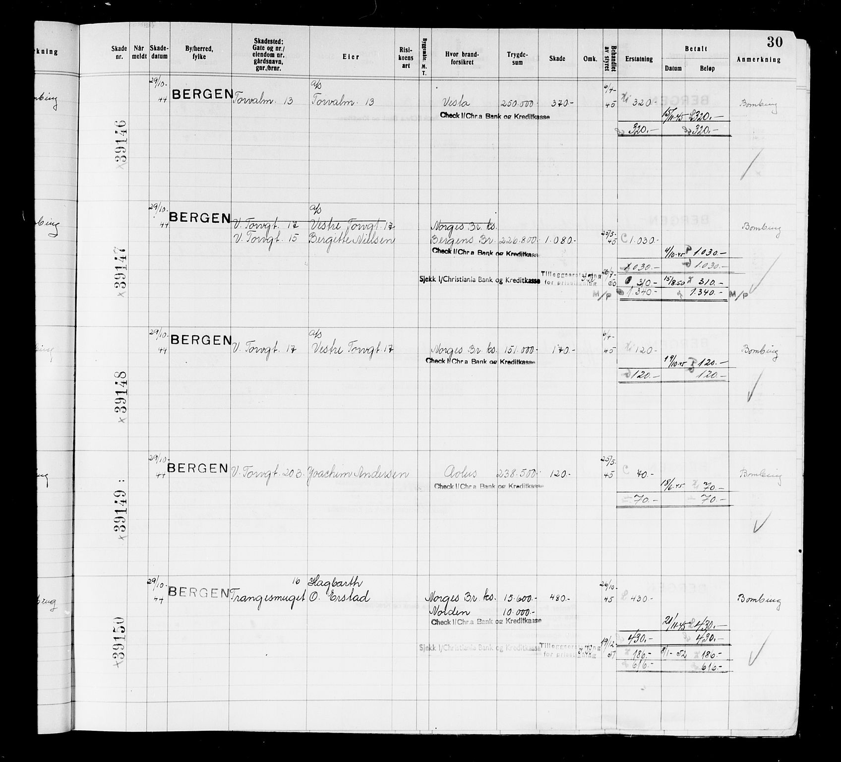 Krigsskadetrygdene for bygninger og løsøre, AV/RA-S-1548/V/L0037: Bygning, branntrygdet., 1940-1945, p. 30