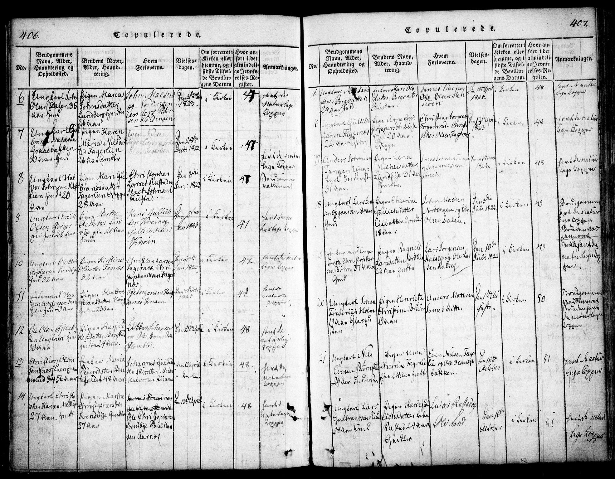 Hurdal prestekontor Kirkebøker, SAO/A-10889/F/Fa/L0003: Parish register (official) no. I 3, 1815-1828, p. 406-407