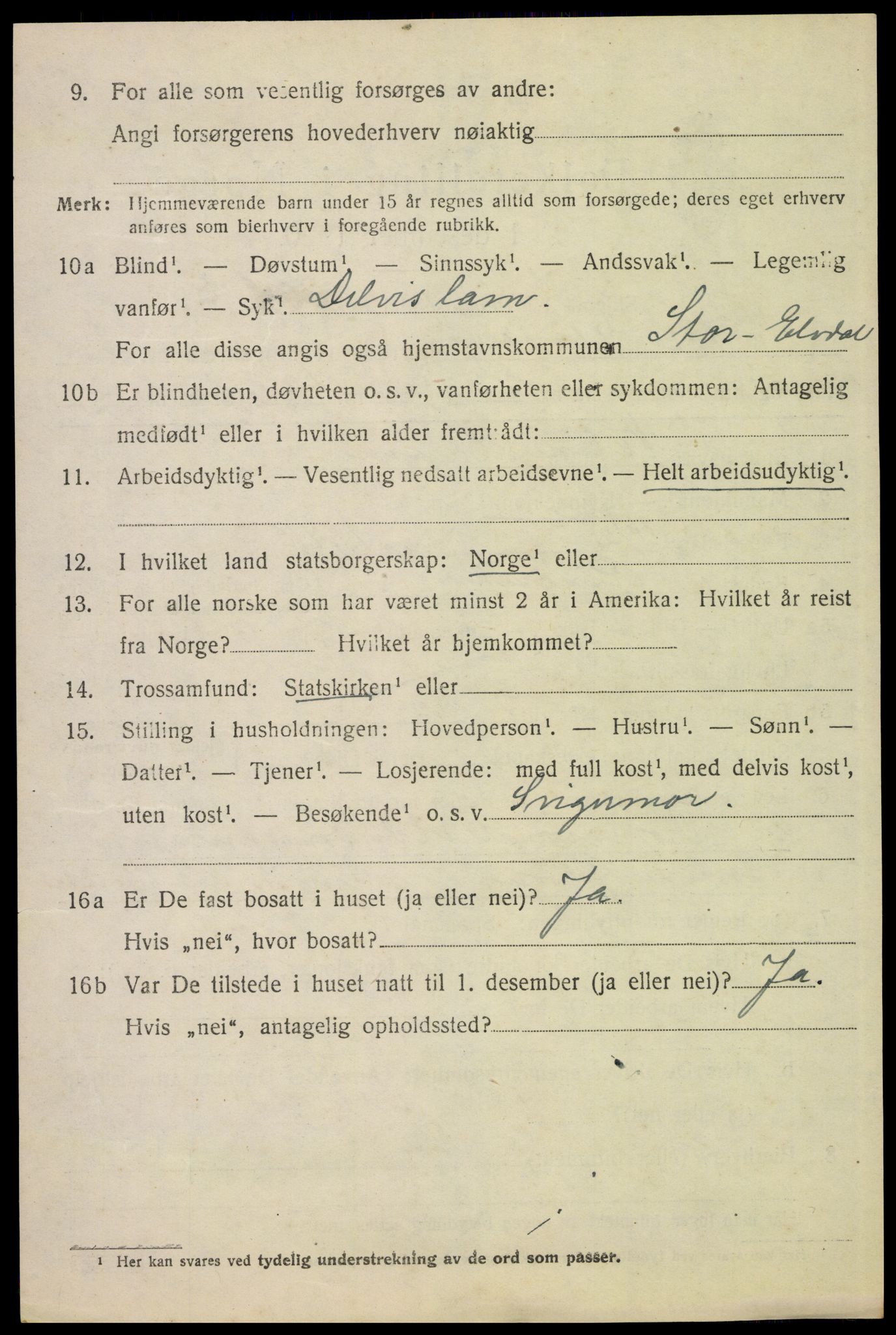 SAH, 1920 census for Stor-Elvdal, 1920, p. 3395