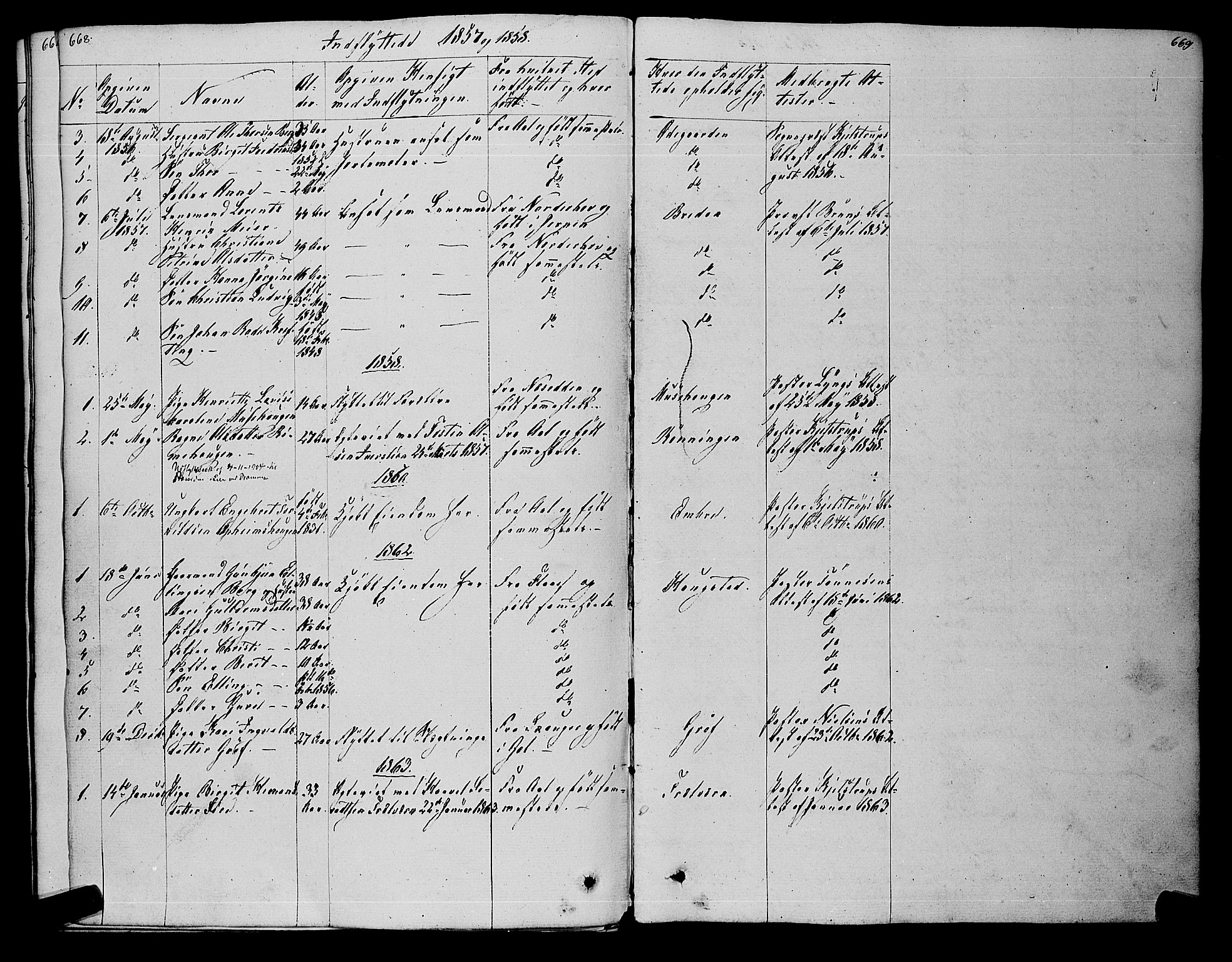 Gol kirkebøker, SAKO/A-226/F/Fa/L0002: Parish register (official) no. I 2, 1837-1863, p. 668-669