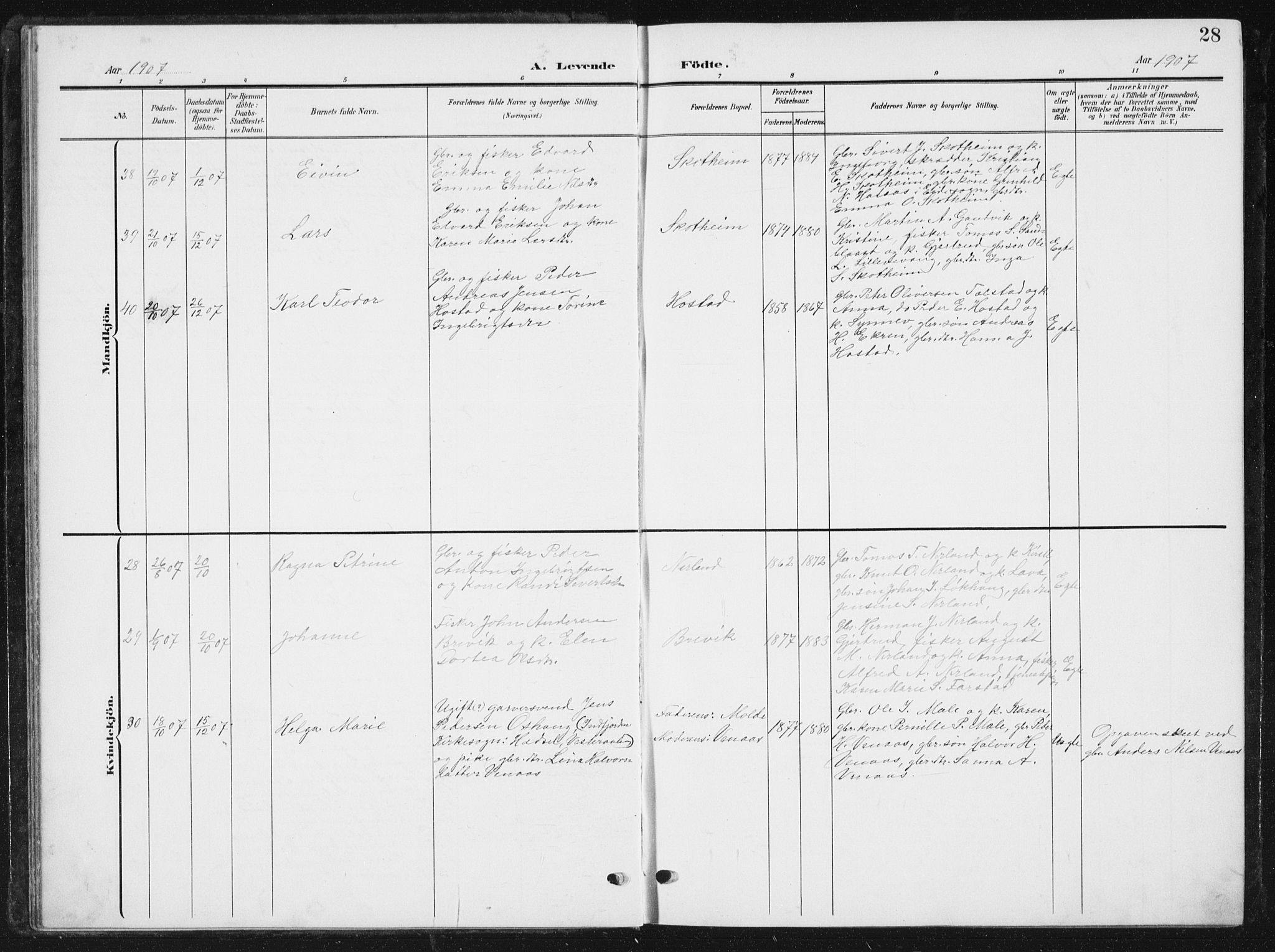 Ministerialprotokoller, klokkerbøker og fødselsregistre - Møre og Romsdal, AV/SAT-A-1454/567/L0784: Parish register (copy) no. 567C04, 1903-1938, p. 28