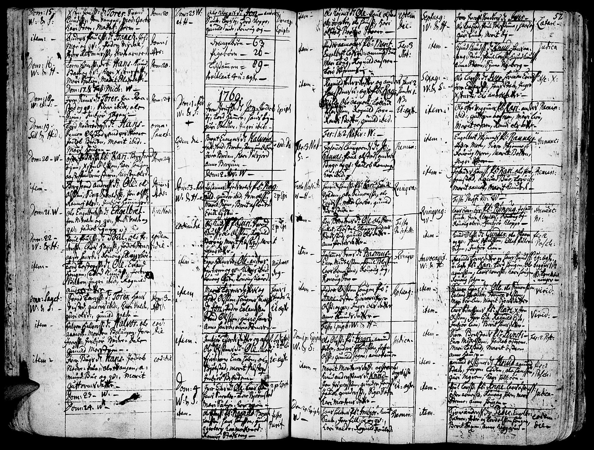 Vågå prestekontor, SAH/PREST-076/H/Ha/Haa/L0001: Parish register (official) no. 1, 1739-1810, p. 57
