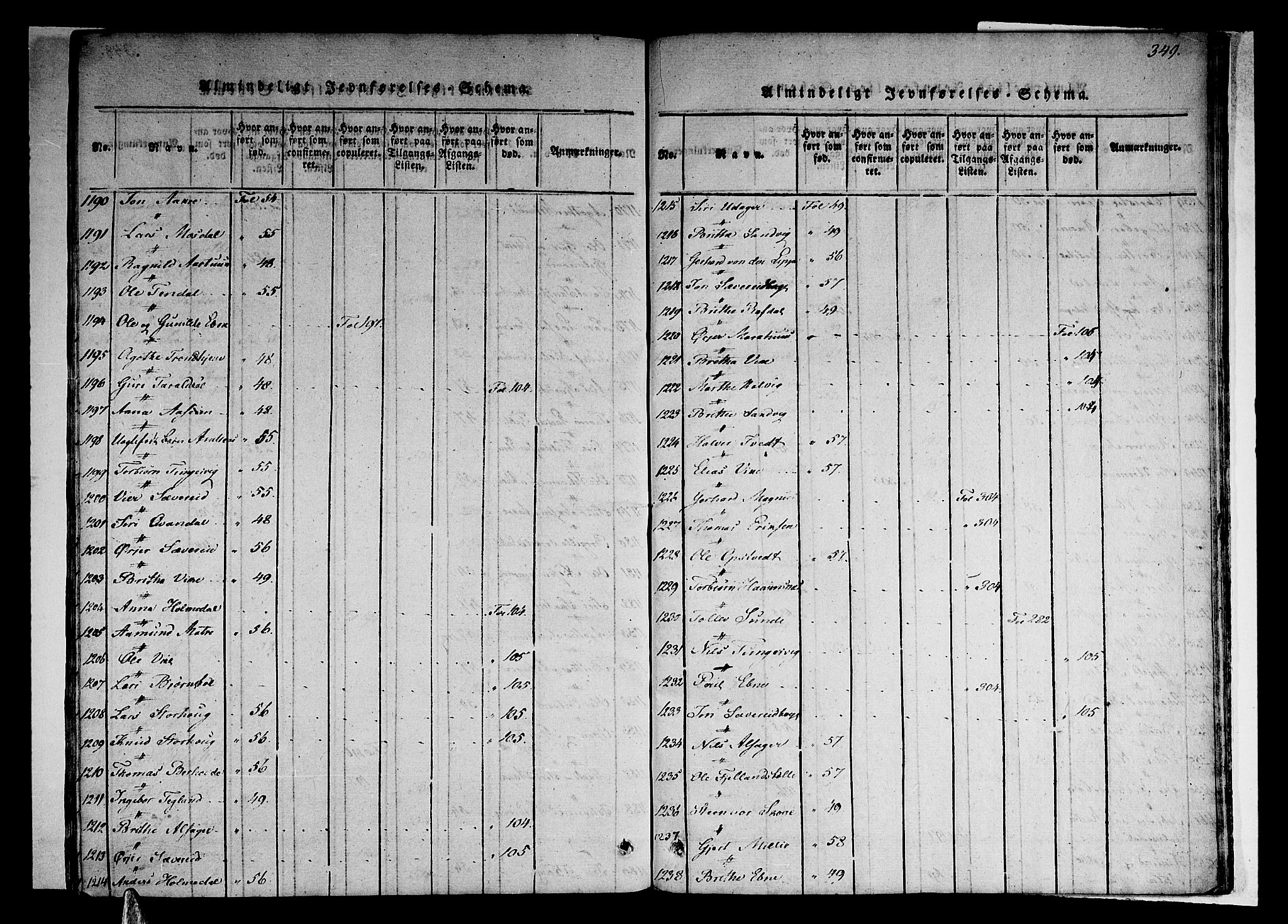 Skånevik sokneprestembete, AV/SAB-A-77801/H/Haa: Parish register (official) no. A 3, 1815-1828, p. 349