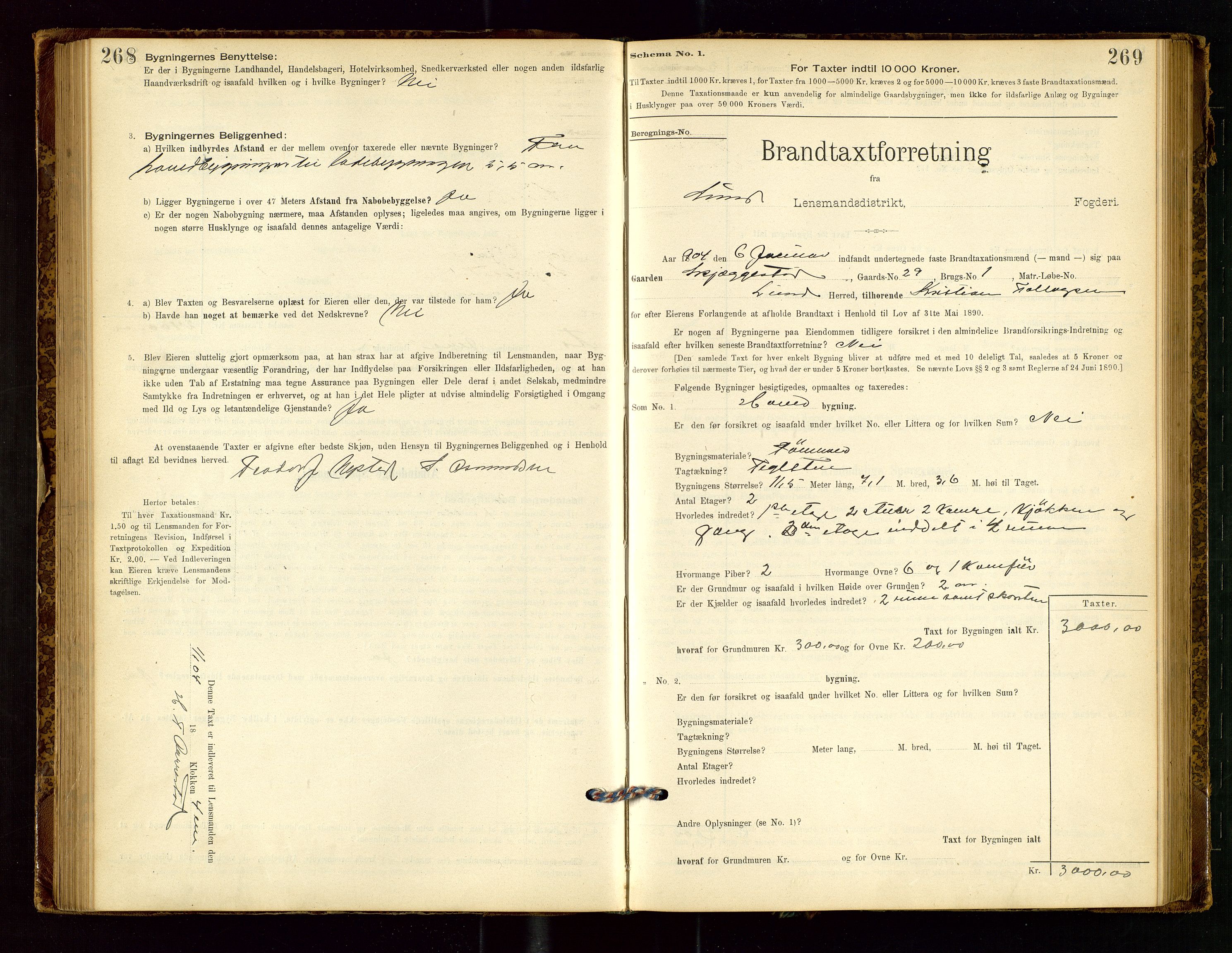 Lund lensmannskontor, SAST/A-100303/Gob/L0001: "Brandtakstprotokol", 1894-1907, p. 268-269