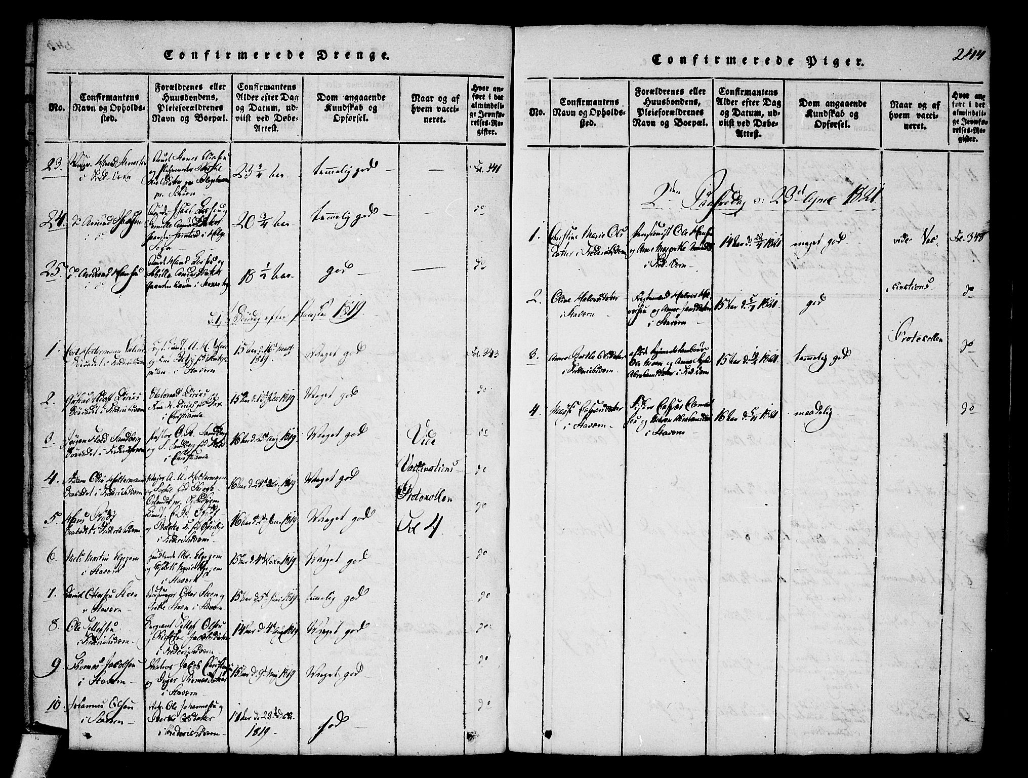 Stavern kirkebøker, SAKO/A-318/F/Fa/L0006: Parish register (official) no. 6, 1816-1839, p. 244
