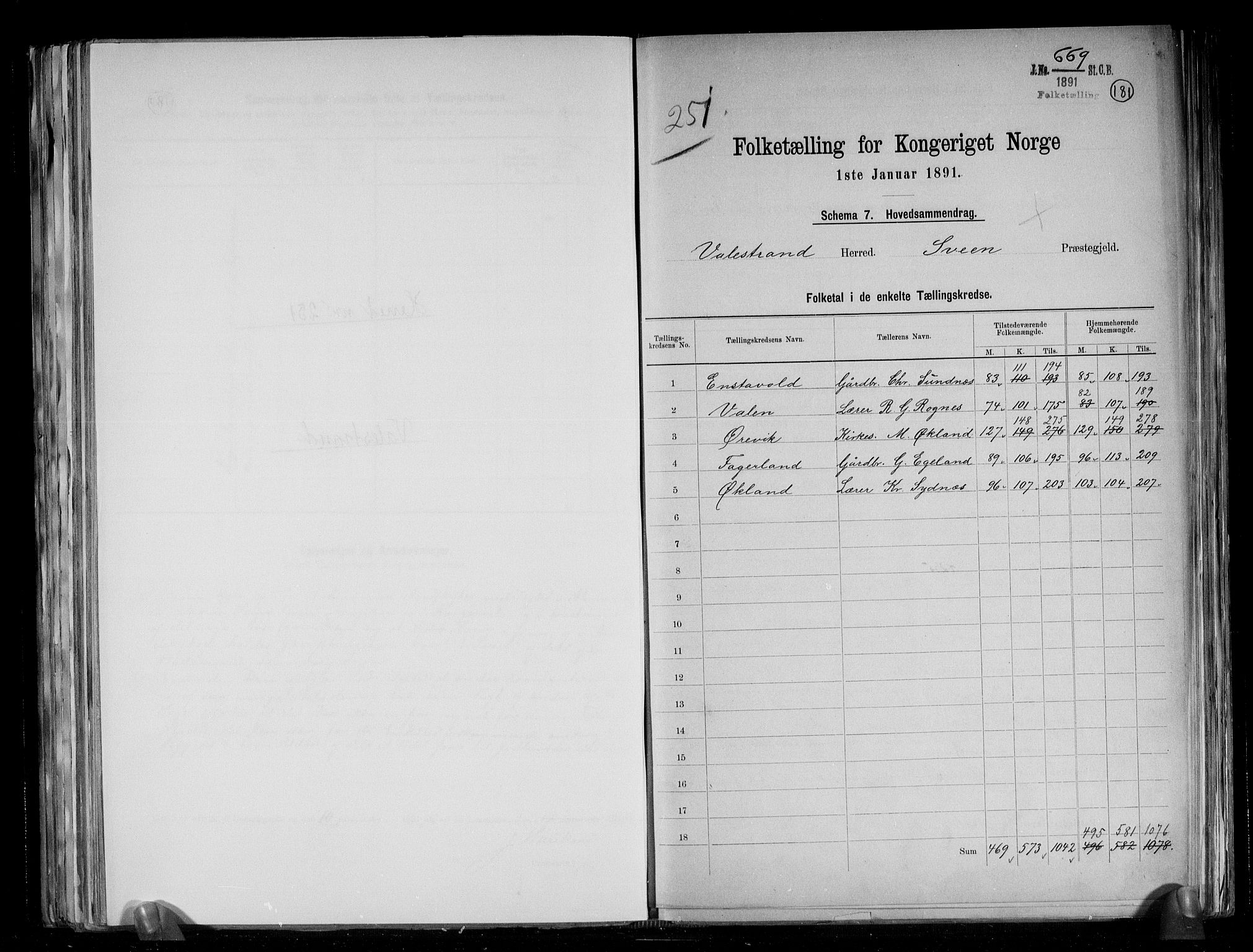 RA, 1891 census for 1217 Valestrand, 1891, p. 2