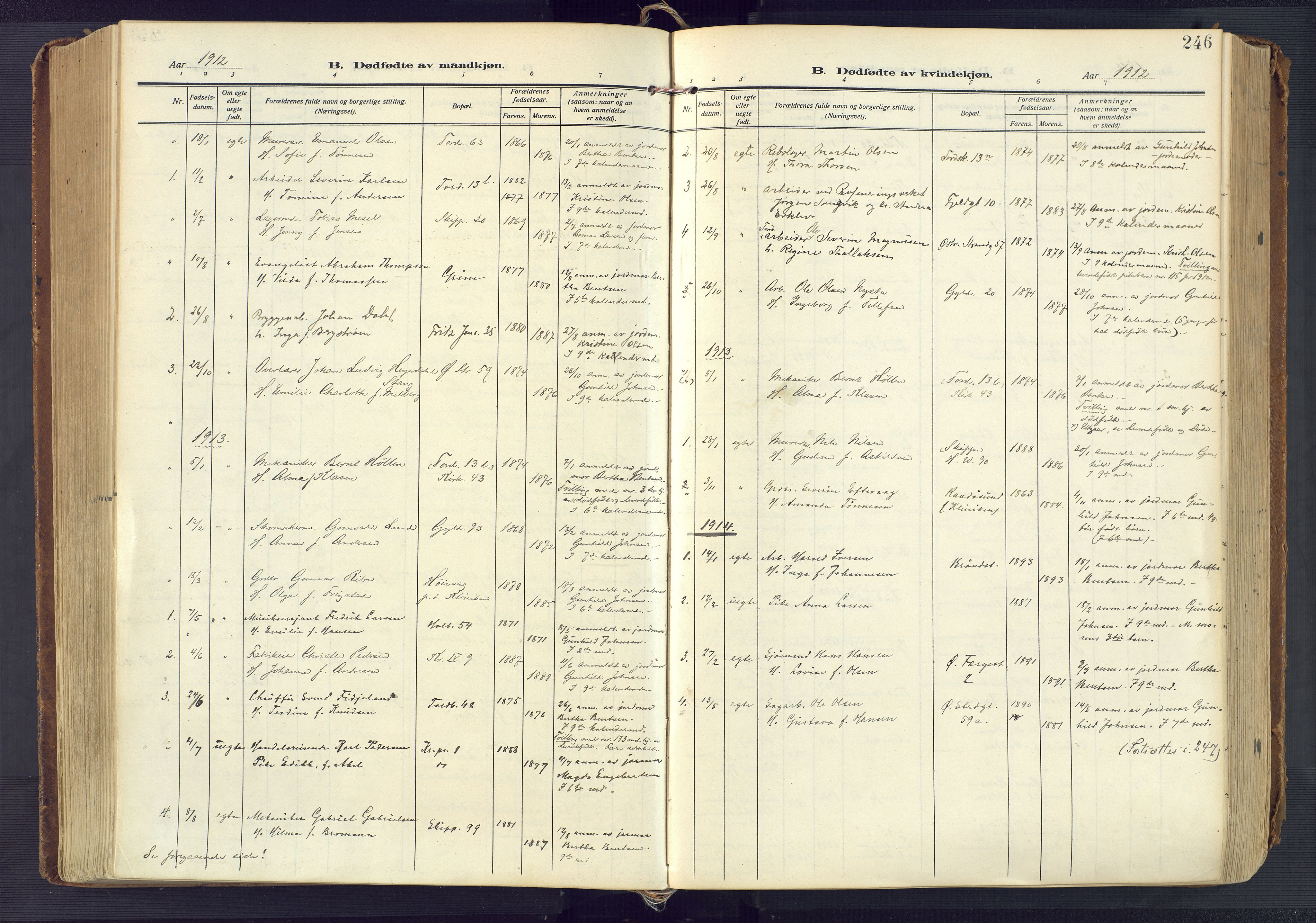 Kristiansand domprosti, SAK/1112-0006/F/Fa/L0023: Parish register (official) no. A 22, 1909-1917, p. 246