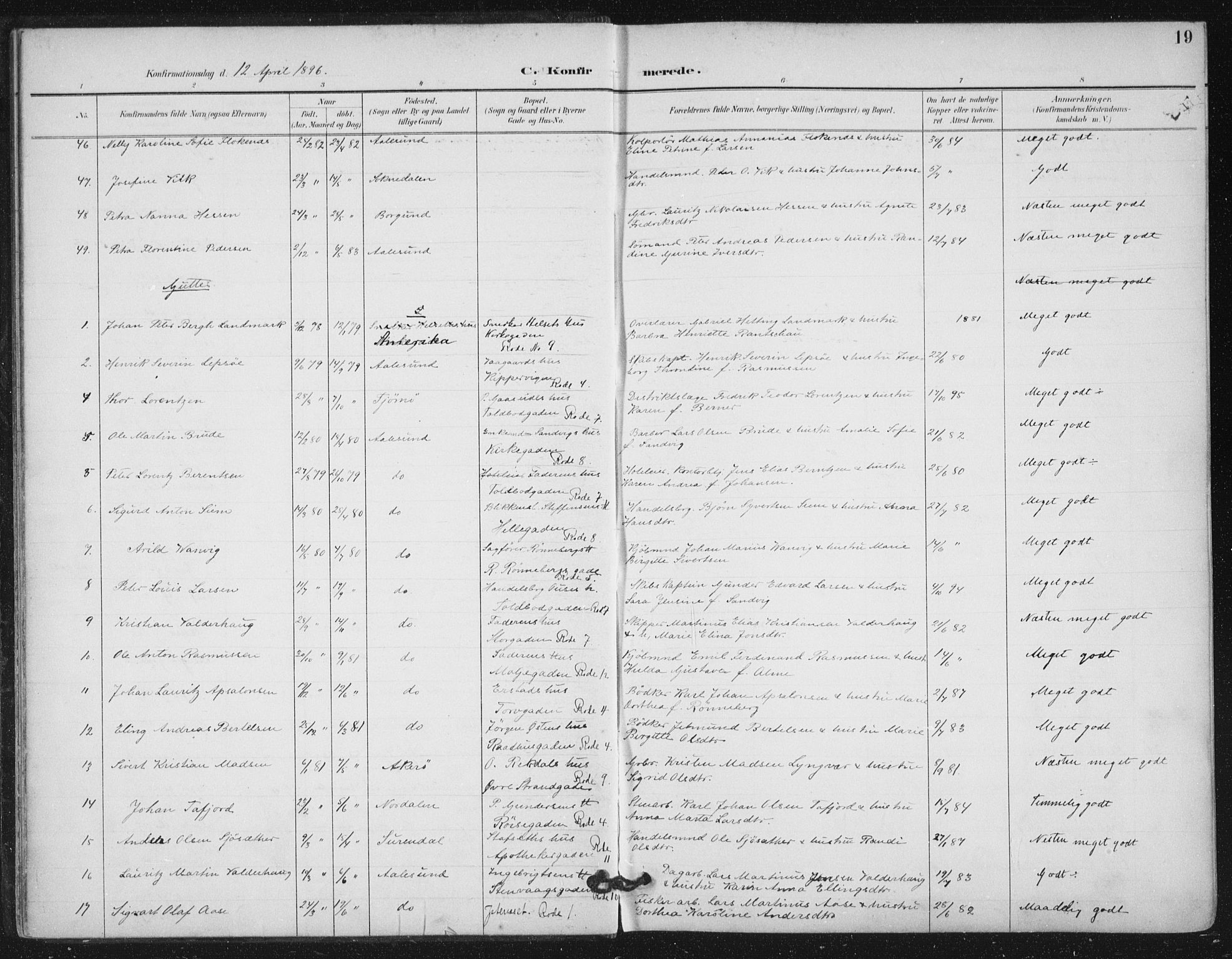 Ministerialprotokoller, klokkerbøker og fødselsregistre - Møre og Romsdal, AV/SAT-A-1454/529/L0457: Parish register (official) no. 529A07, 1894-1903, p. 19