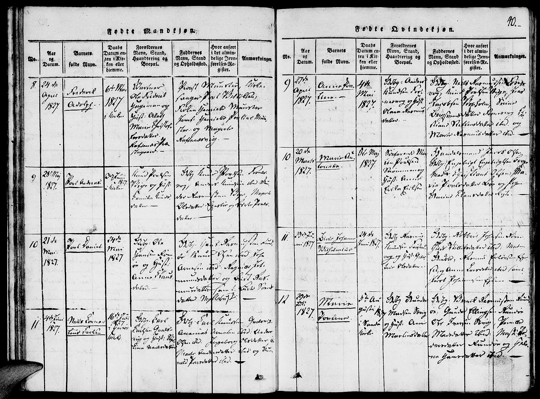Ministerialprotokoller, klokkerbøker og fødselsregistre - Møre og Romsdal, SAT/A-1454/507/L0069: Parish register (official) no. 507A04, 1816-1841, p. 40