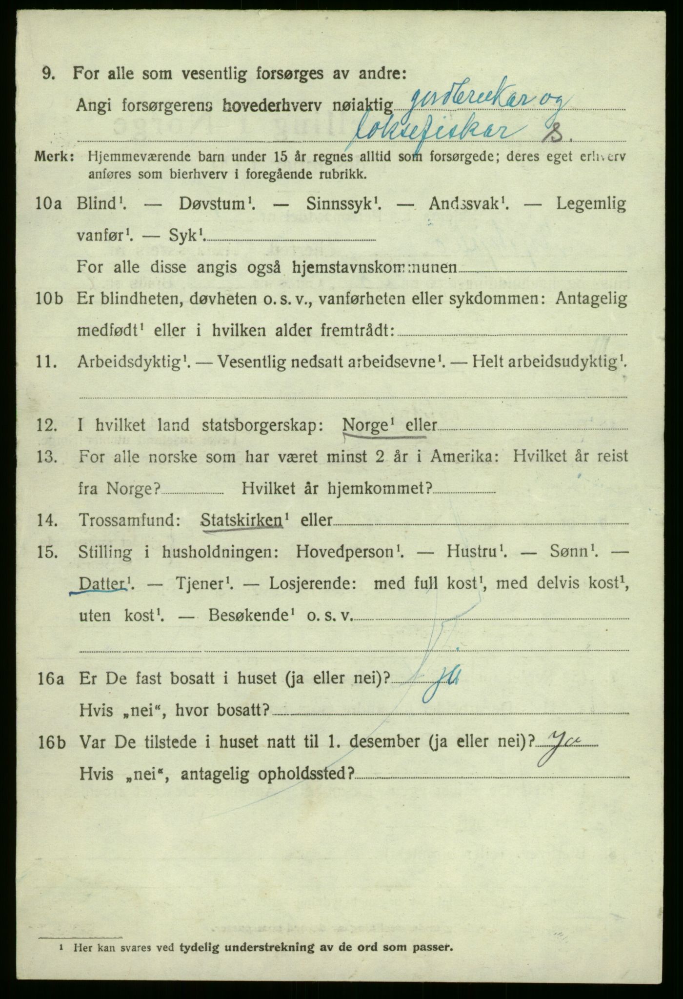 SAB, 1920 census for Kyrkjebø, 1920, p. 1012