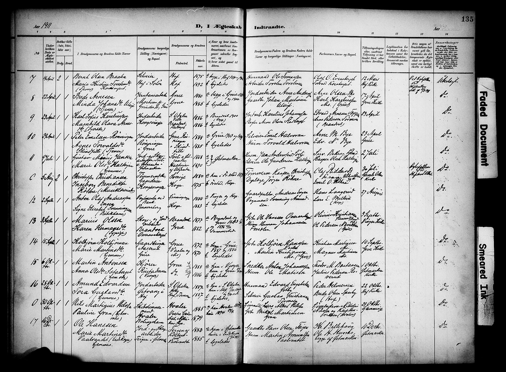 Vinger prestekontor, AV/SAH-PREST-024/H/Ha/Haa/L0016: Parish register (official) no. 16, 1898-1920, p. 135