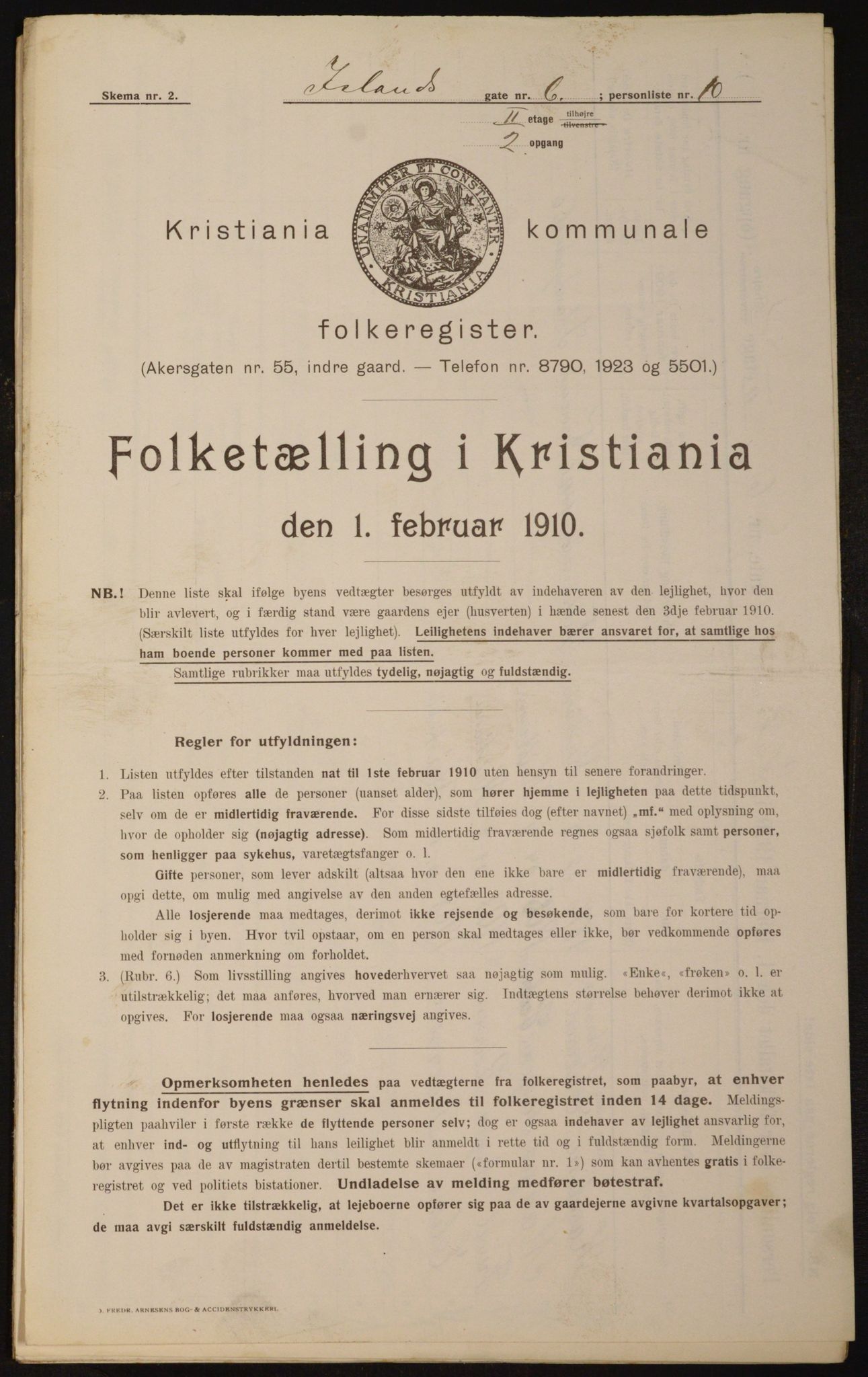 OBA, Municipal Census 1910 for Kristiania, 1910, p. 43419