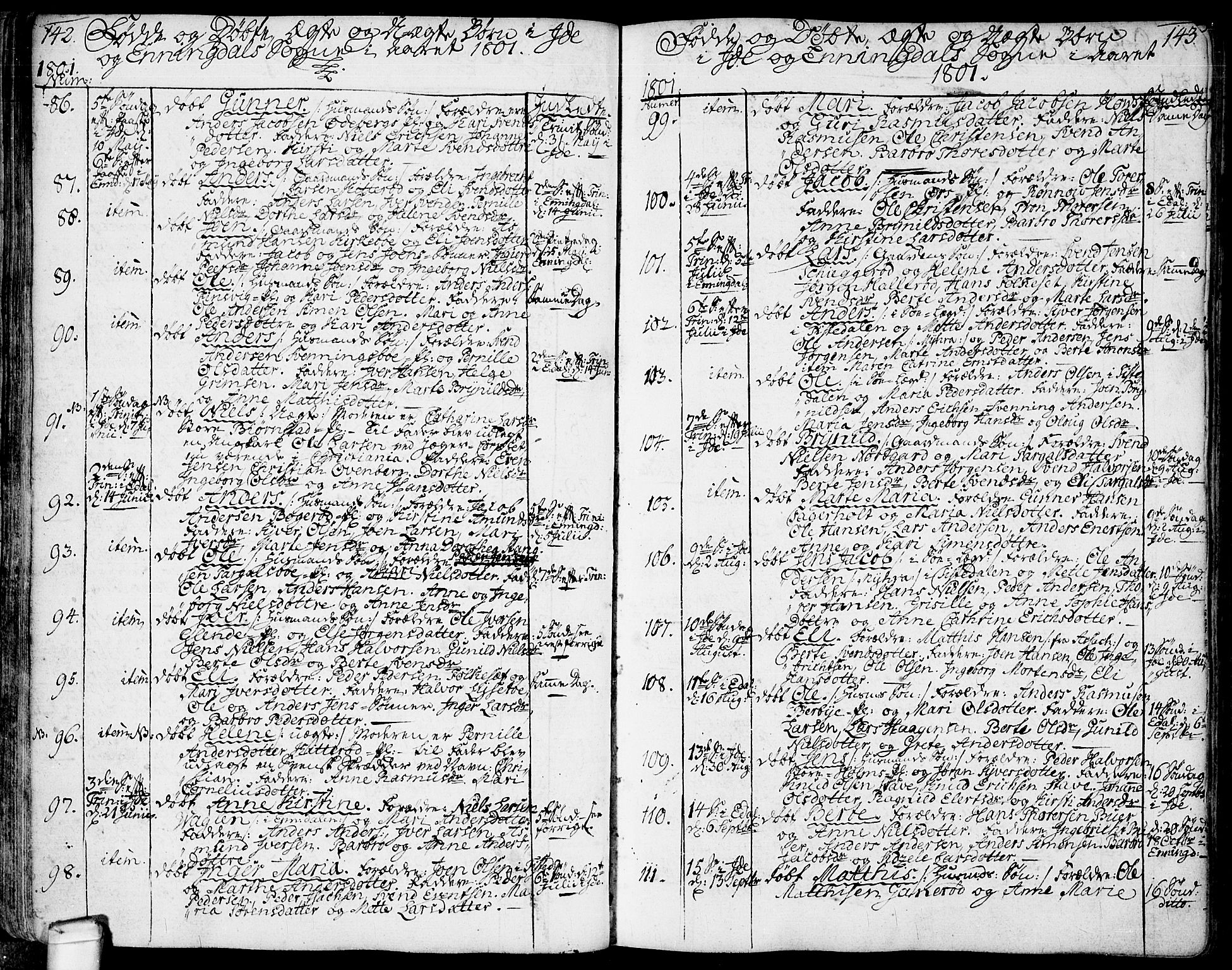 Idd prestekontor Kirkebøker, AV/SAO-A-10911/F/Fc/L0001: Parish register (official) no. III 1, 1770-1814, p. 142-143