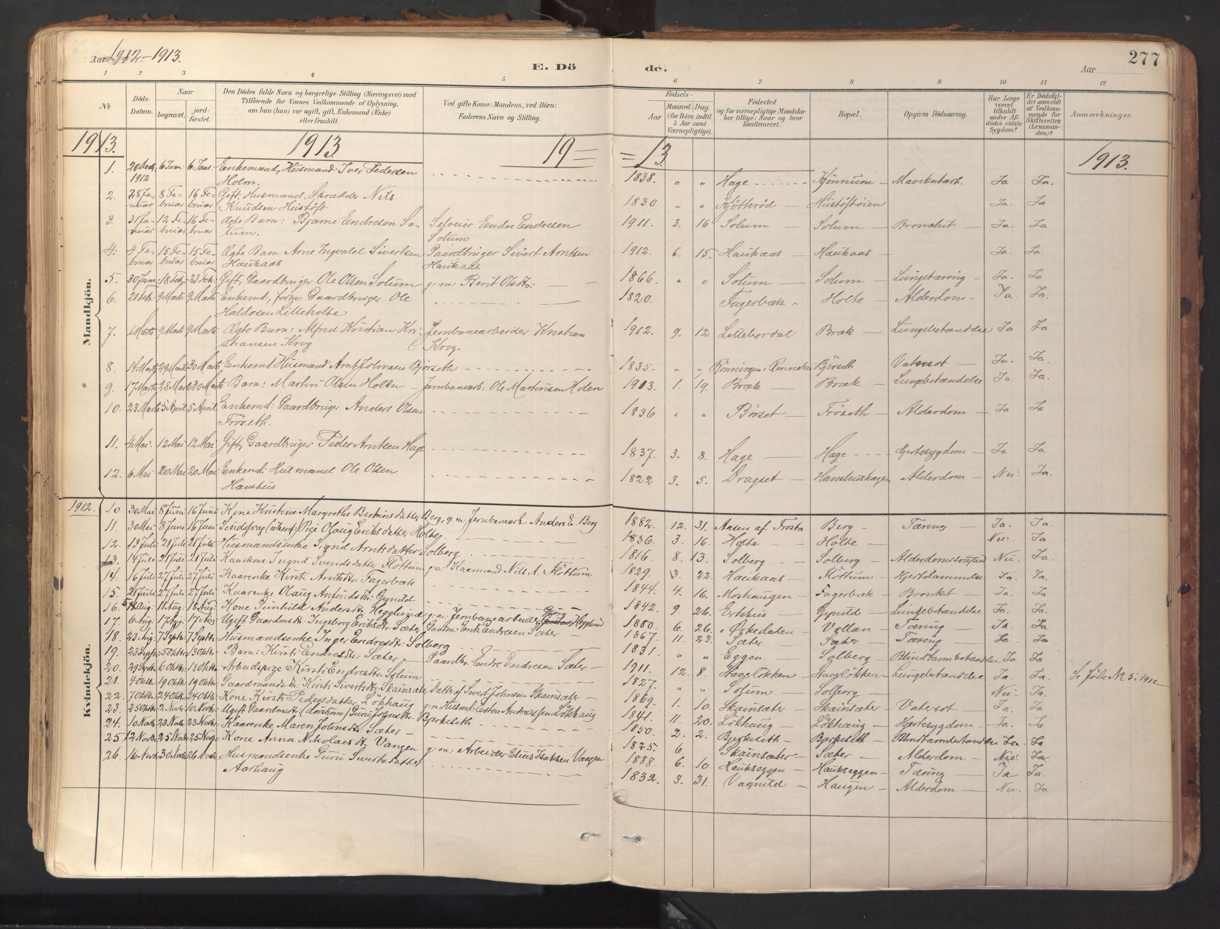 Ministerialprotokoller, klokkerbøker og fødselsregistre - Sør-Trøndelag, SAT/A-1456/689/L1041: Parish register (official) no. 689A06, 1891-1923, p. 277