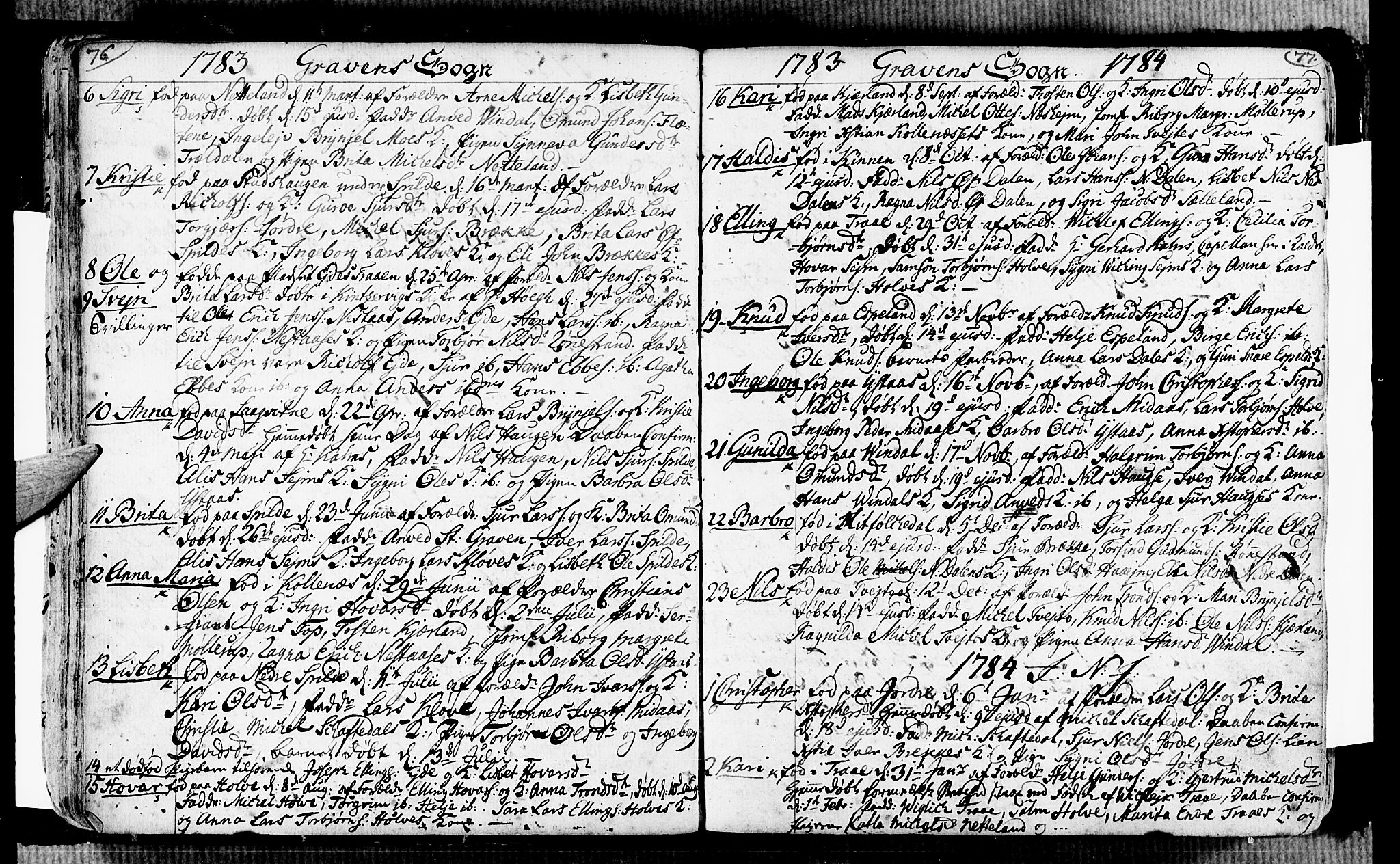 Ulvik sokneprestembete, SAB/A-78801/H/Haa: Parish register (official) no. A 7, 1761-1792, p. 76-77