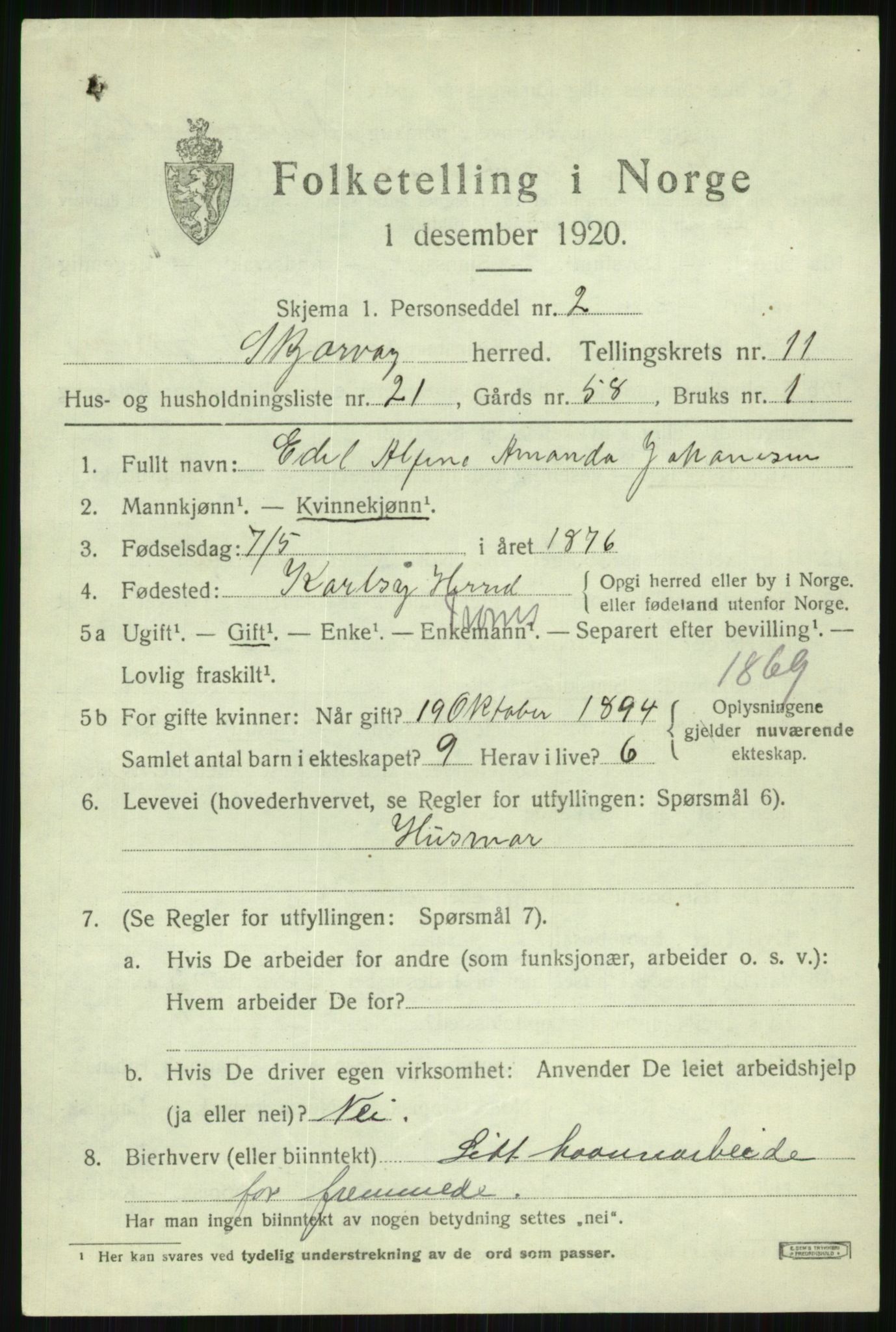 SATØ, 1920 census for Skjervøy, 1920, p. 5979