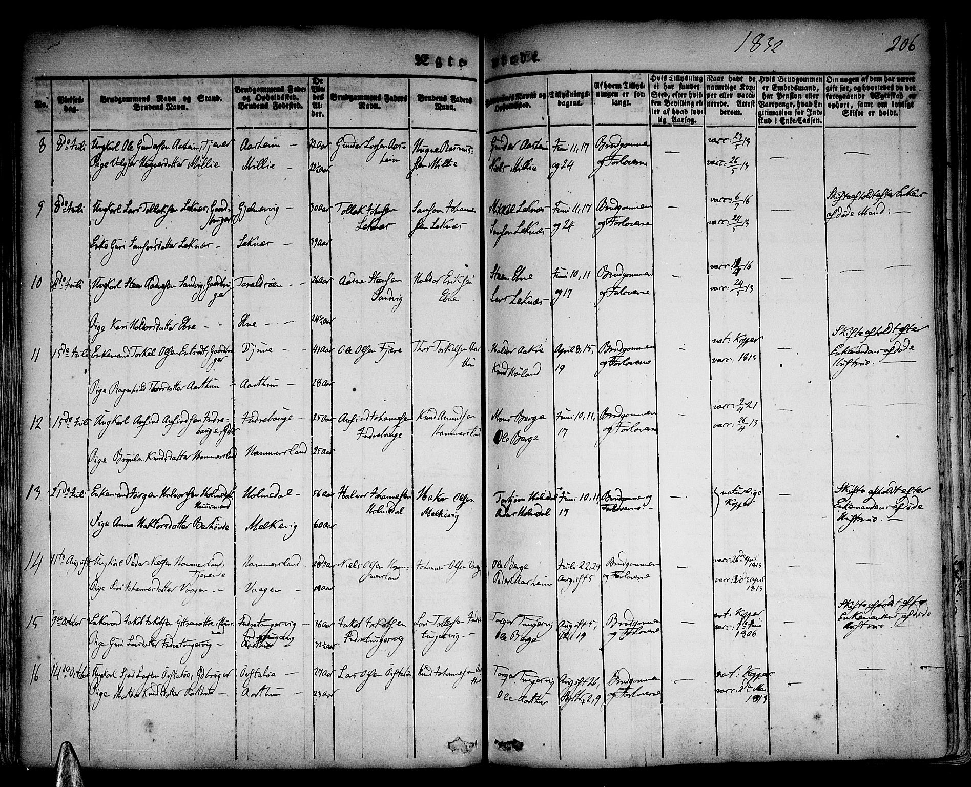 Skånevik sokneprestembete, AV/SAB-A-77801/H/Haa: Parish register (official) no. A 4, 1828-1848, p. 206