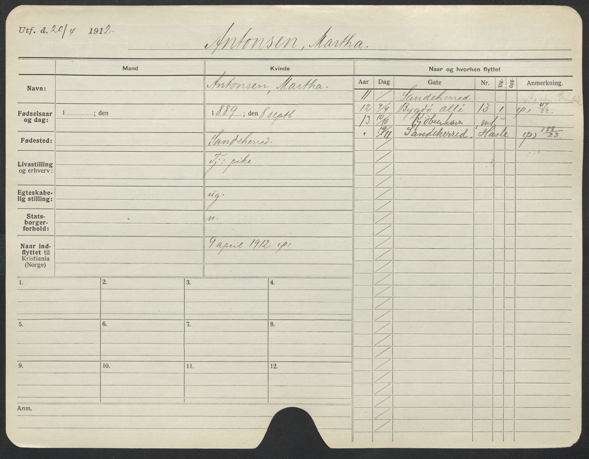 Oslo folkeregister, Registerkort, AV/SAO-A-11715/F/Fa/Fac/L0012: Kvinner, 1906-1914, p. 977a