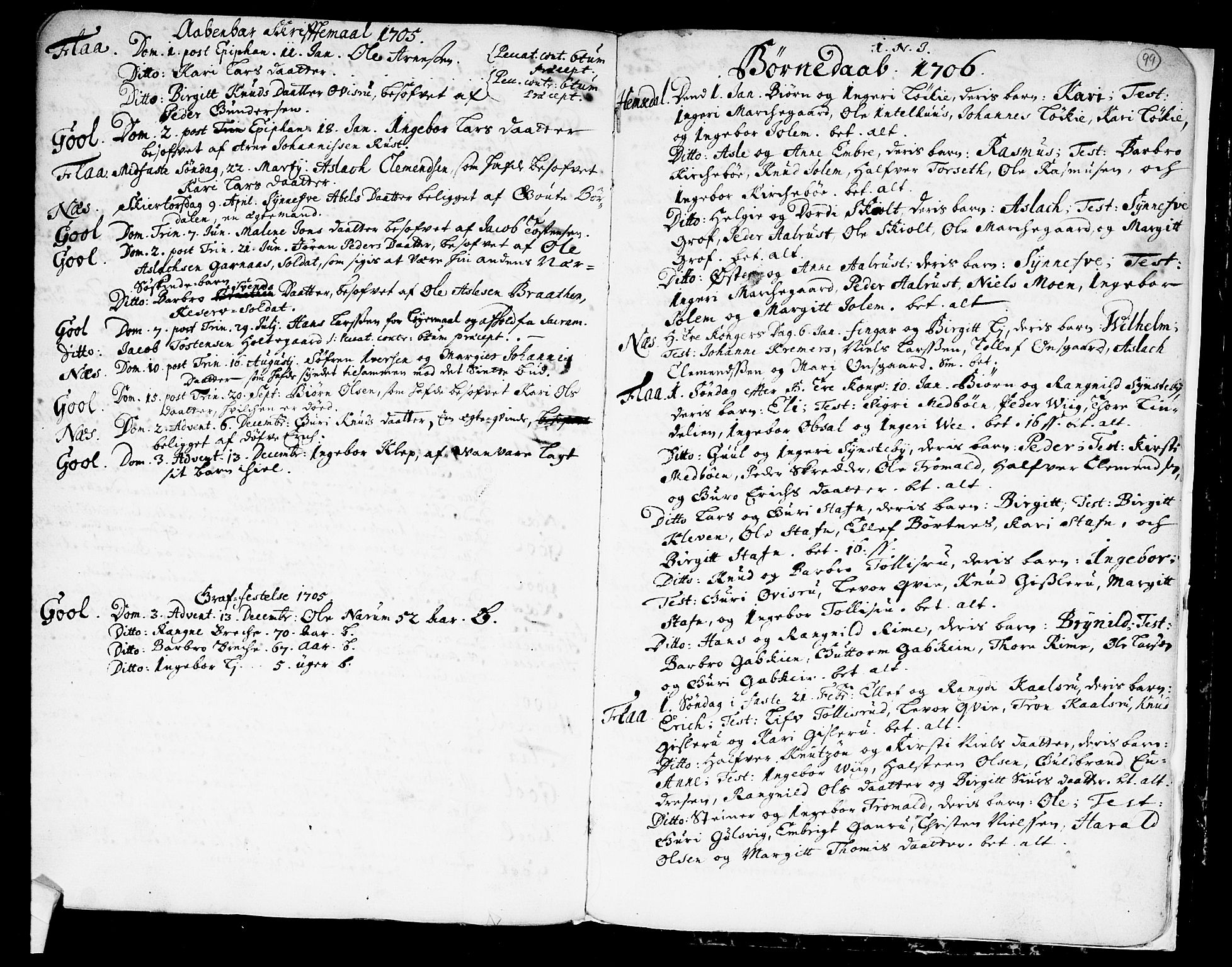 Nes kirkebøker, SAKO/A-236/F/Fa/L0001: Parish register (official) no. 1, 1693-1706, p. 99