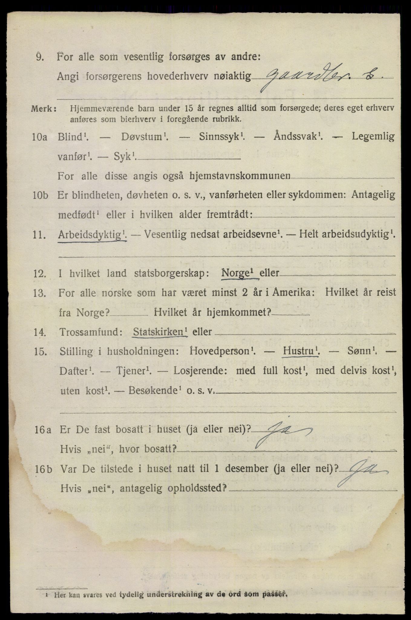 SAKO, 1920 census for Lunde, 1920, p. 1030