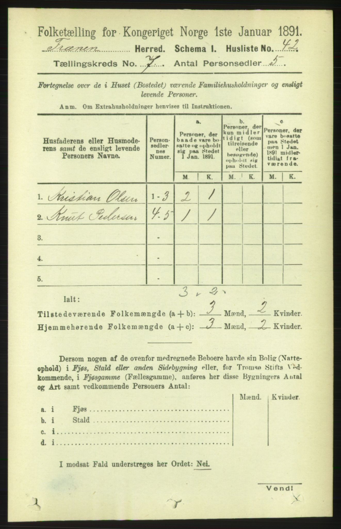 RA, 1891 census for 1548 Fræna, 1891, p. 2327