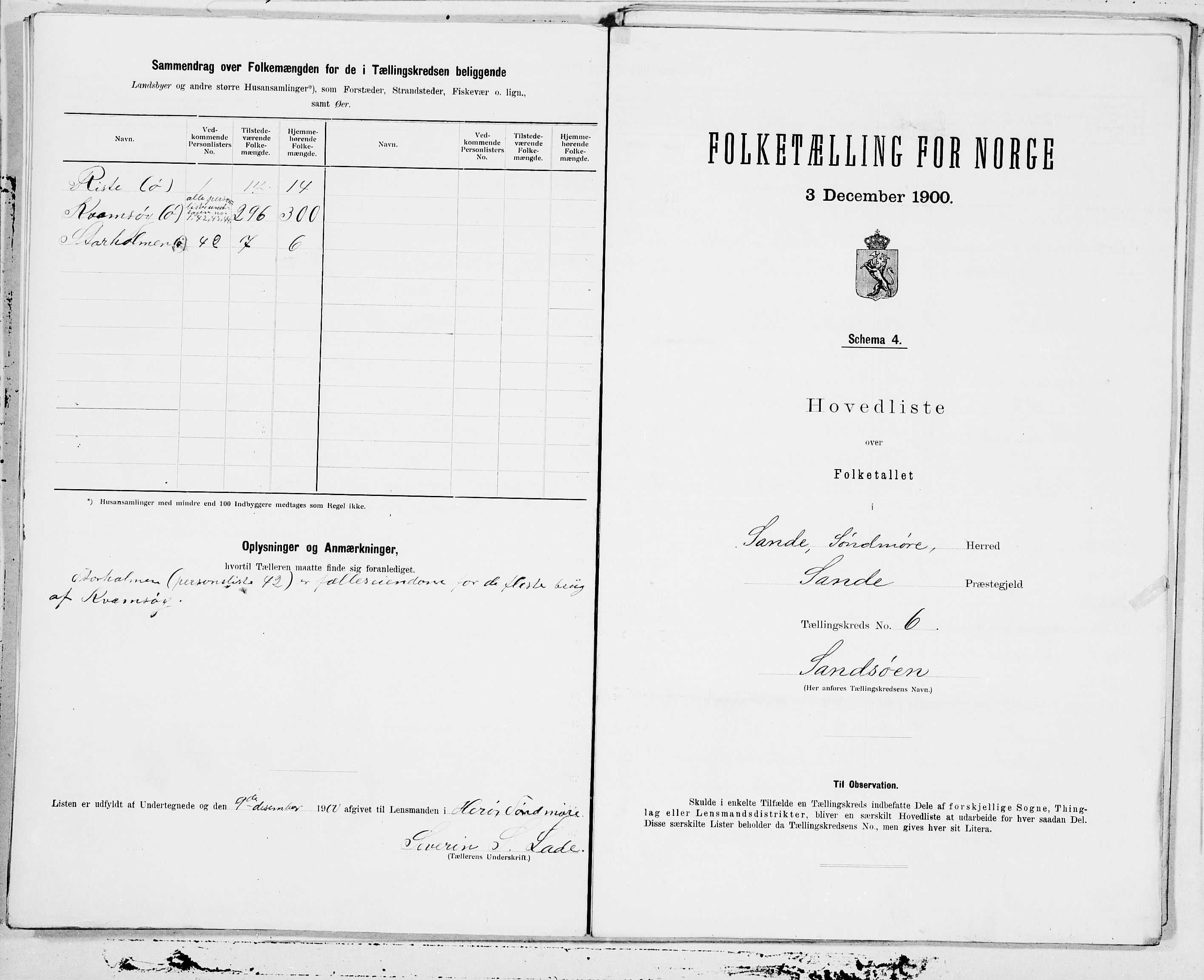 SAT, 1900 census for Sande, 1900, p. 12