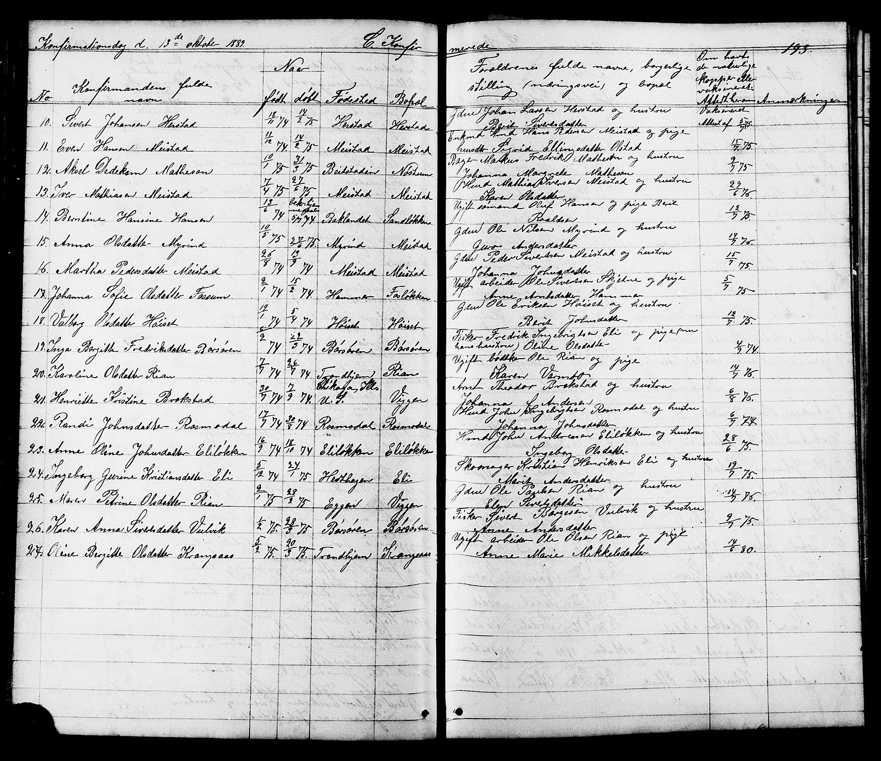 Ministerialprotokoller, klokkerbøker og fødselsregistre - Sør-Trøndelag, SAT/A-1456/665/L0777: Parish register (copy) no. 665C02, 1867-1915, p. 193