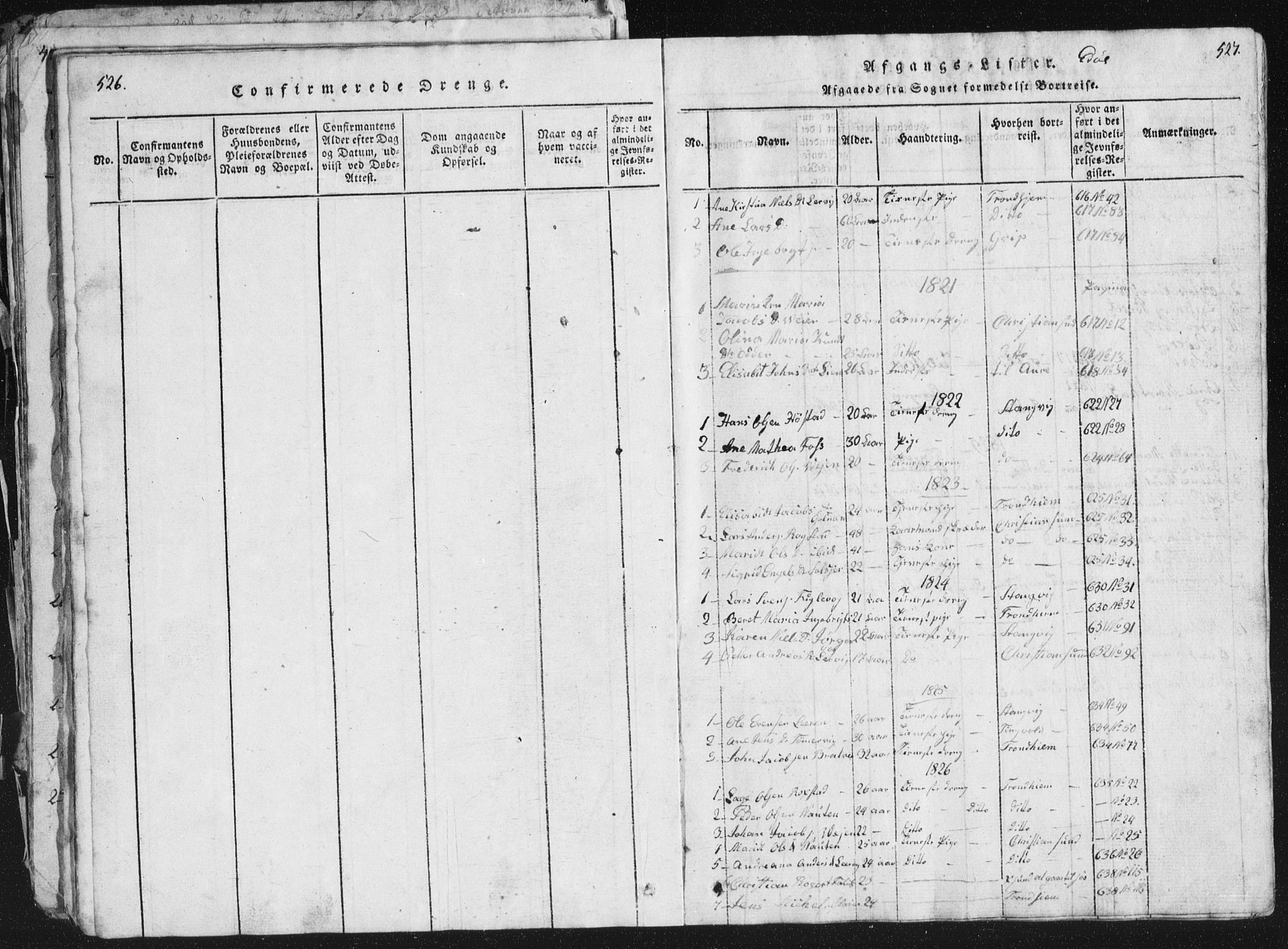 Ministerialprotokoller, klokkerbøker og fødselsregistre - Møre og Romsdal, SAT/A-1454/581/L0942: Parish register (copy) no. 581C00, 1820-1836, p. 526-527