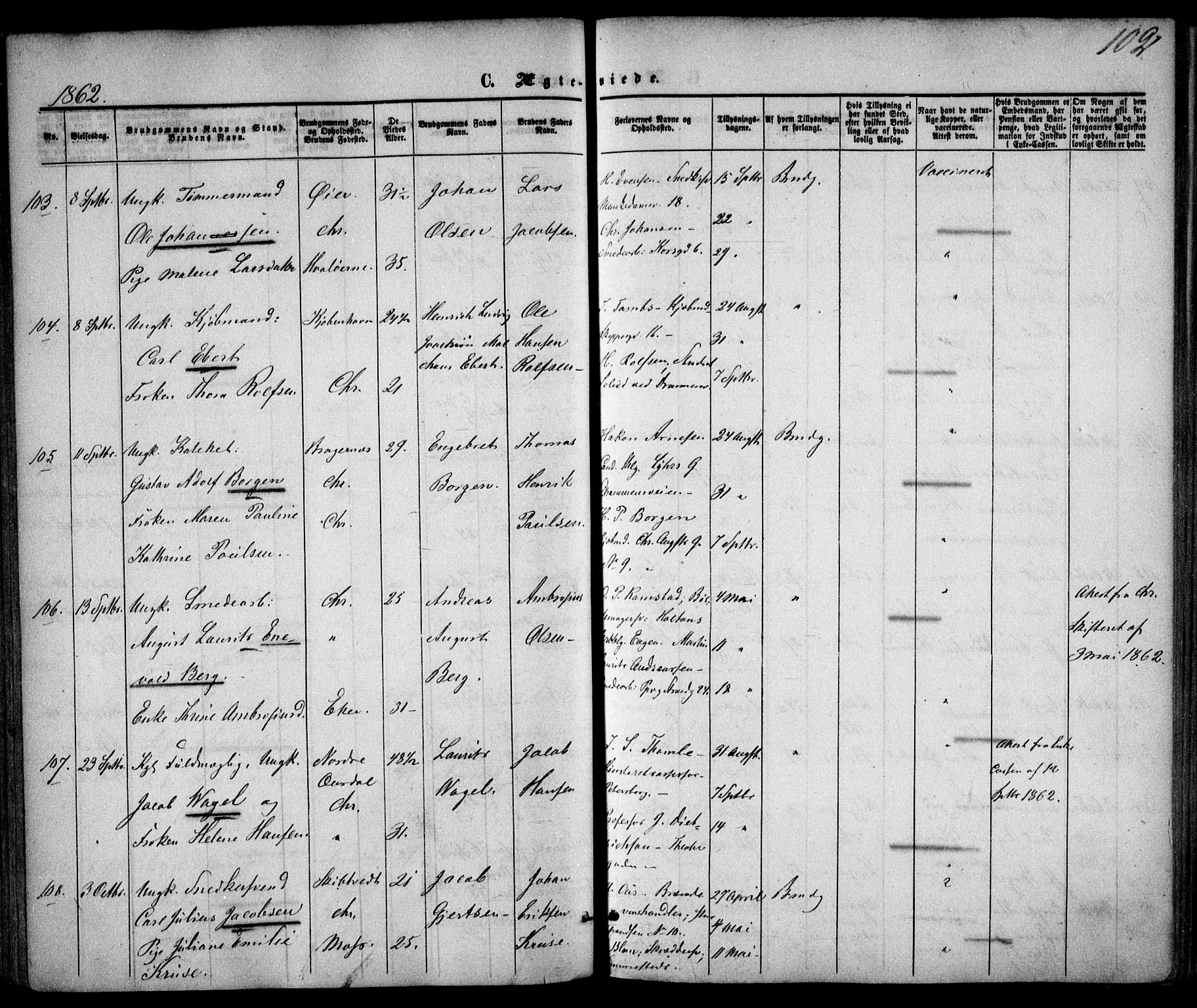 Trefoldighet prestekontor Kirkebøker, AV/SAO-A-10882/F/Fc/L0001: Parish register (official) no. III 1, 1858-1874, p. 102