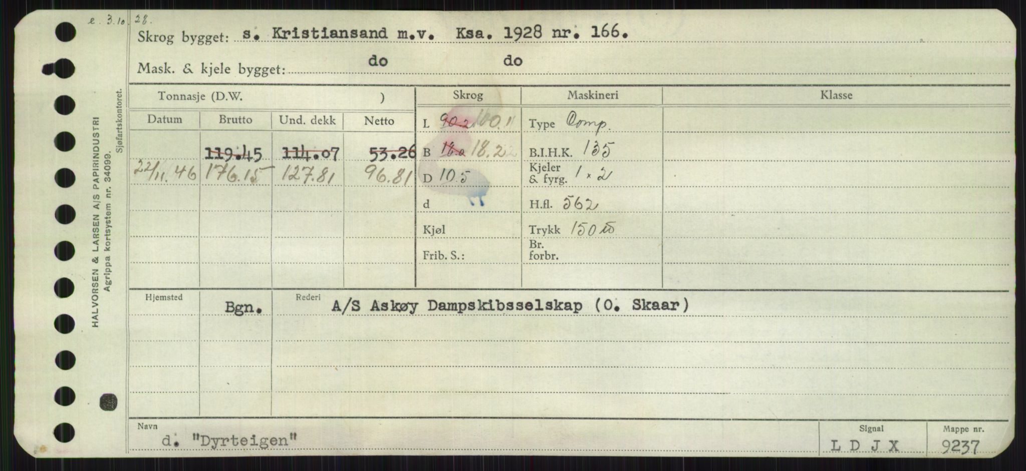 Sjøfartsdirektoratet med forløpere, Skipsmålingen, RA/S-1627/H/Hb/L0001: Fartøy, A-D, p. 523