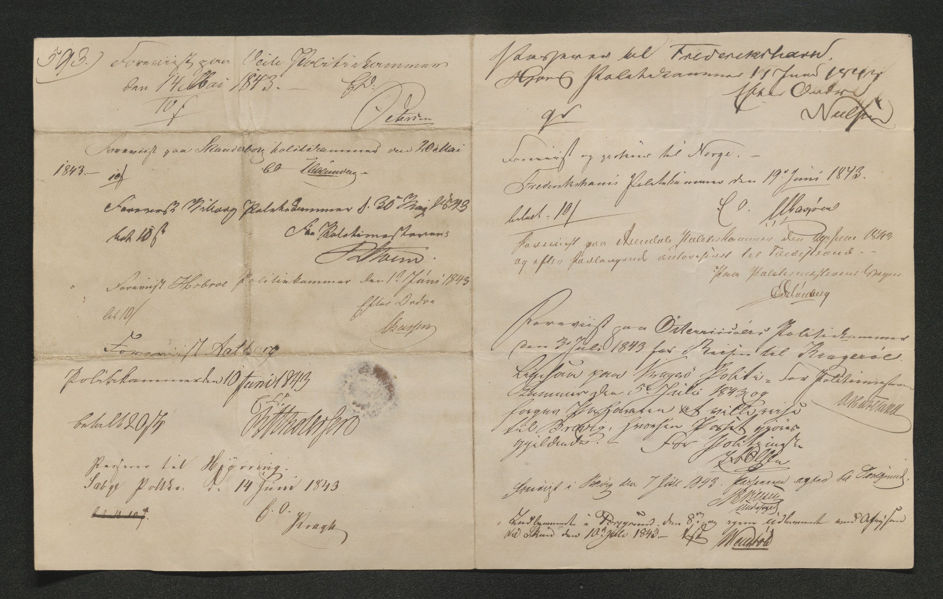 Drammen politikammer, AV/SAKO-A-623/I/Ia/Iab/L0007: Innleverte pass, 1843-1844, p. 181