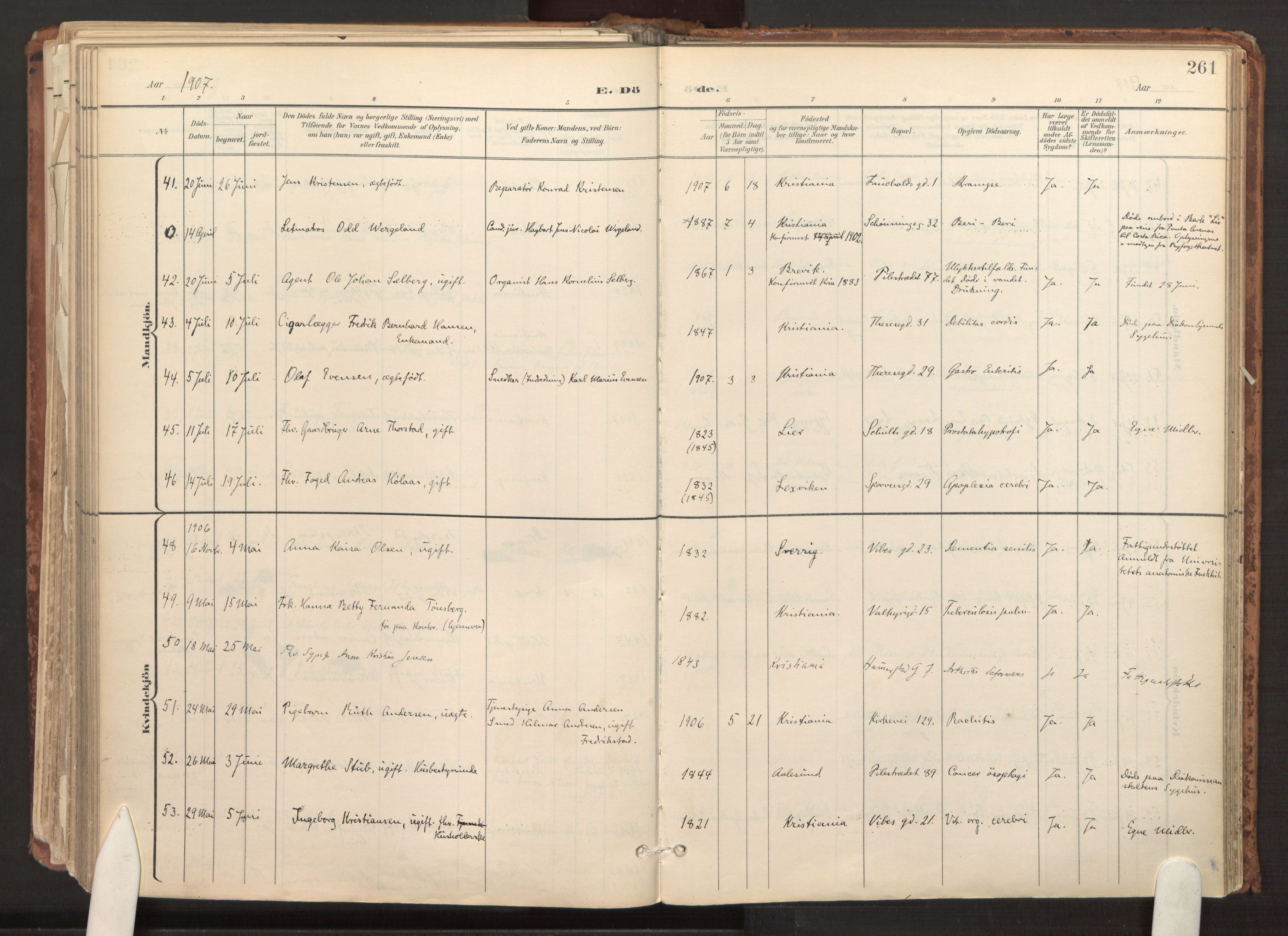 Fagerborg prestekontor Kirkebøker, SAO/A-10844/F/Fa/L0003: Parish register (official) no. 3, 1898-1916, p. 261