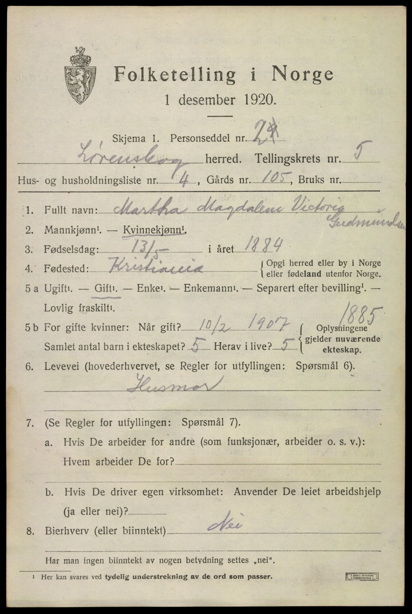 SAO, 1920 census for Lørenskog, 1920, p. 4221