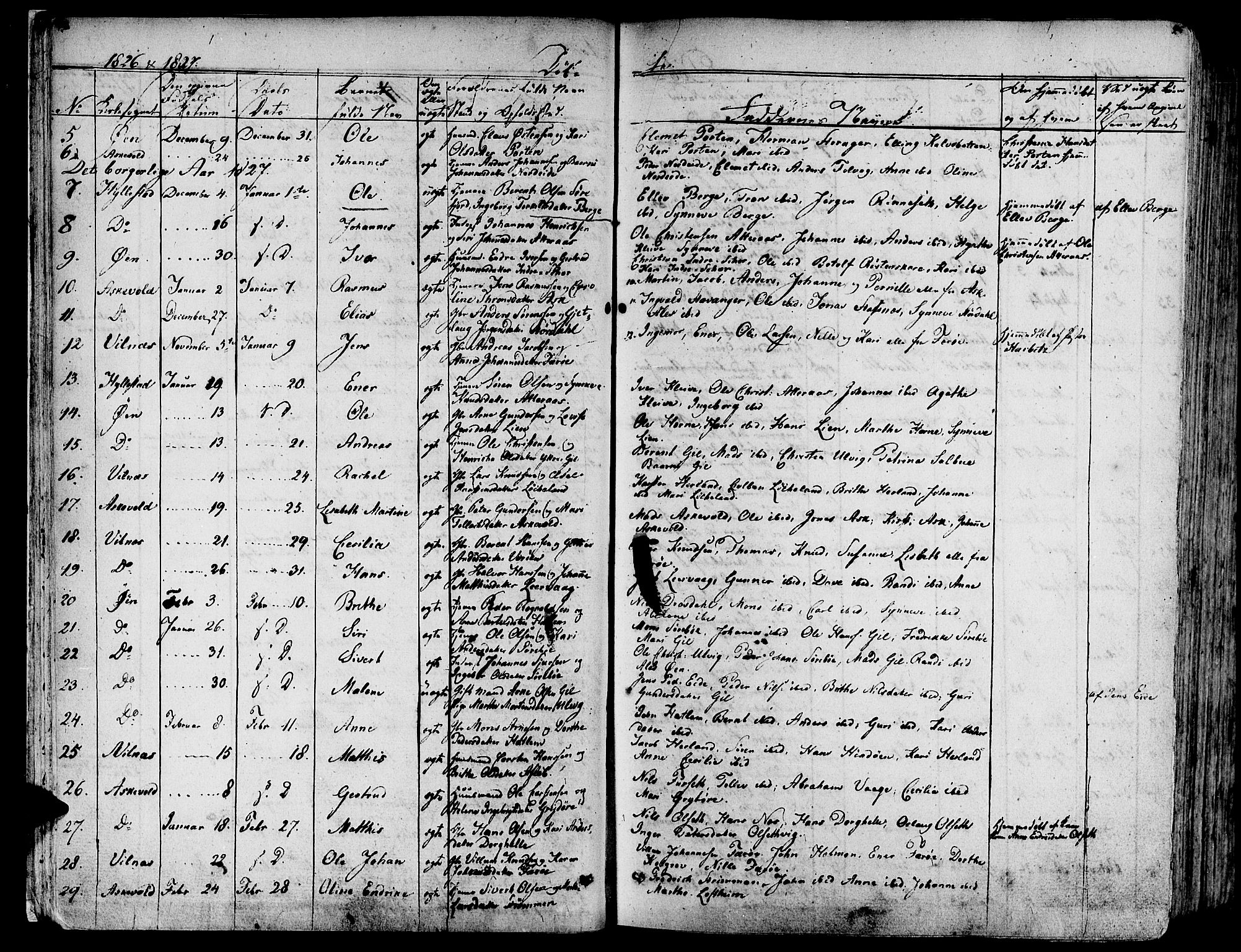 Askvoll sokneprestembete, SAB/A-79501/H/Haa/Haaa/L0010: Parish register (official) no. A 10, 1821-1844, p. 44-45